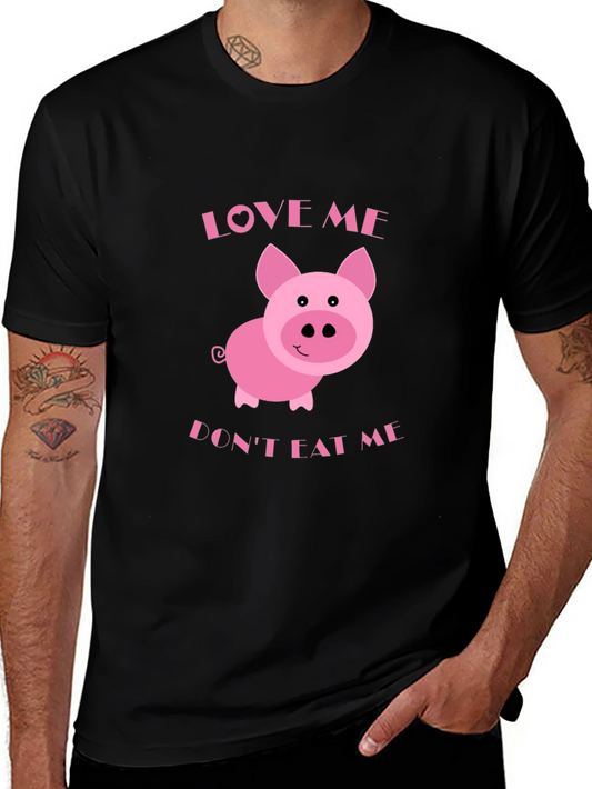 Love Me Dont Eat Me Pig Graphic Tee - Black