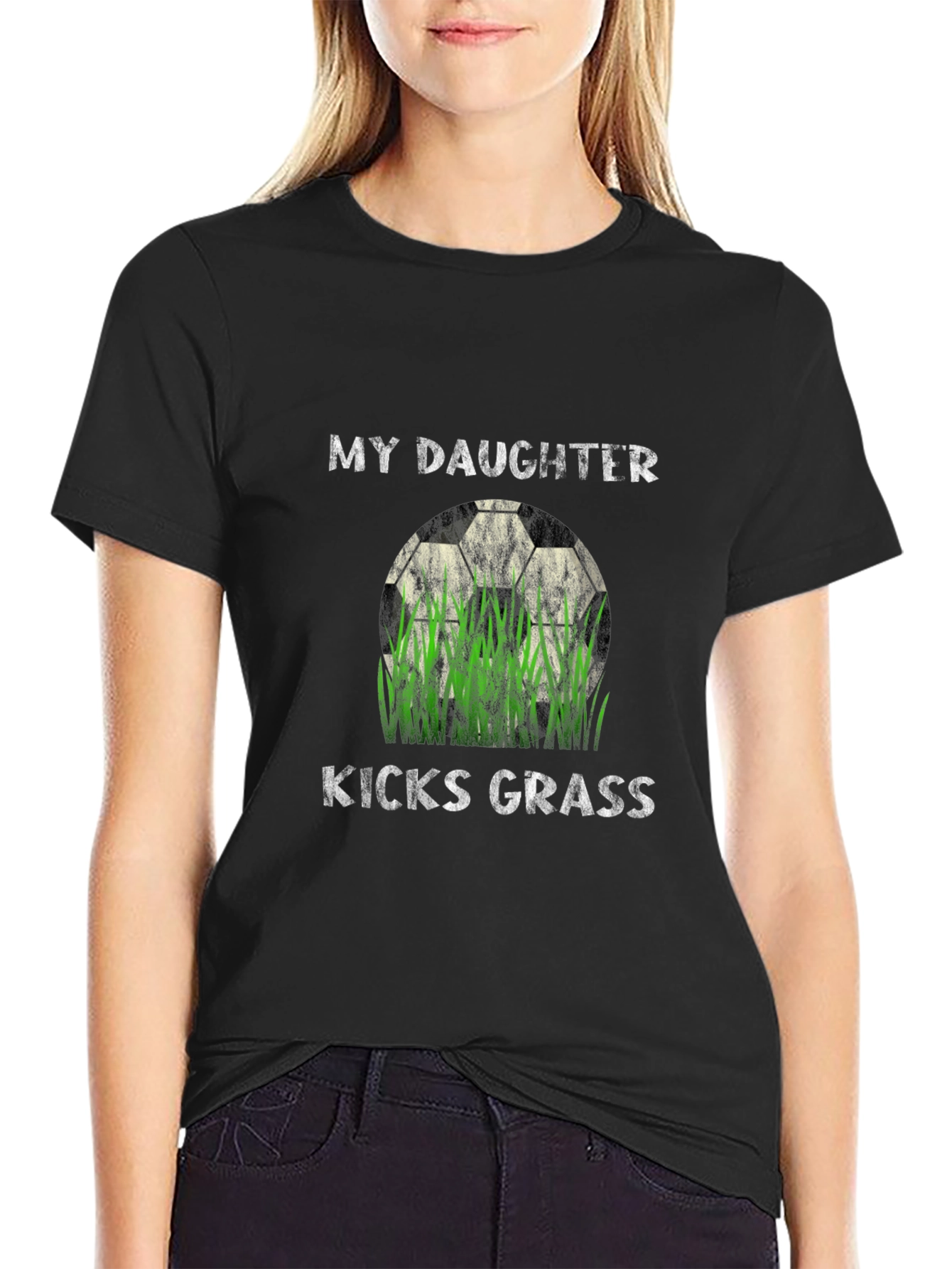 My Daughter Kicks Grass Soccer Ball T-Shirt