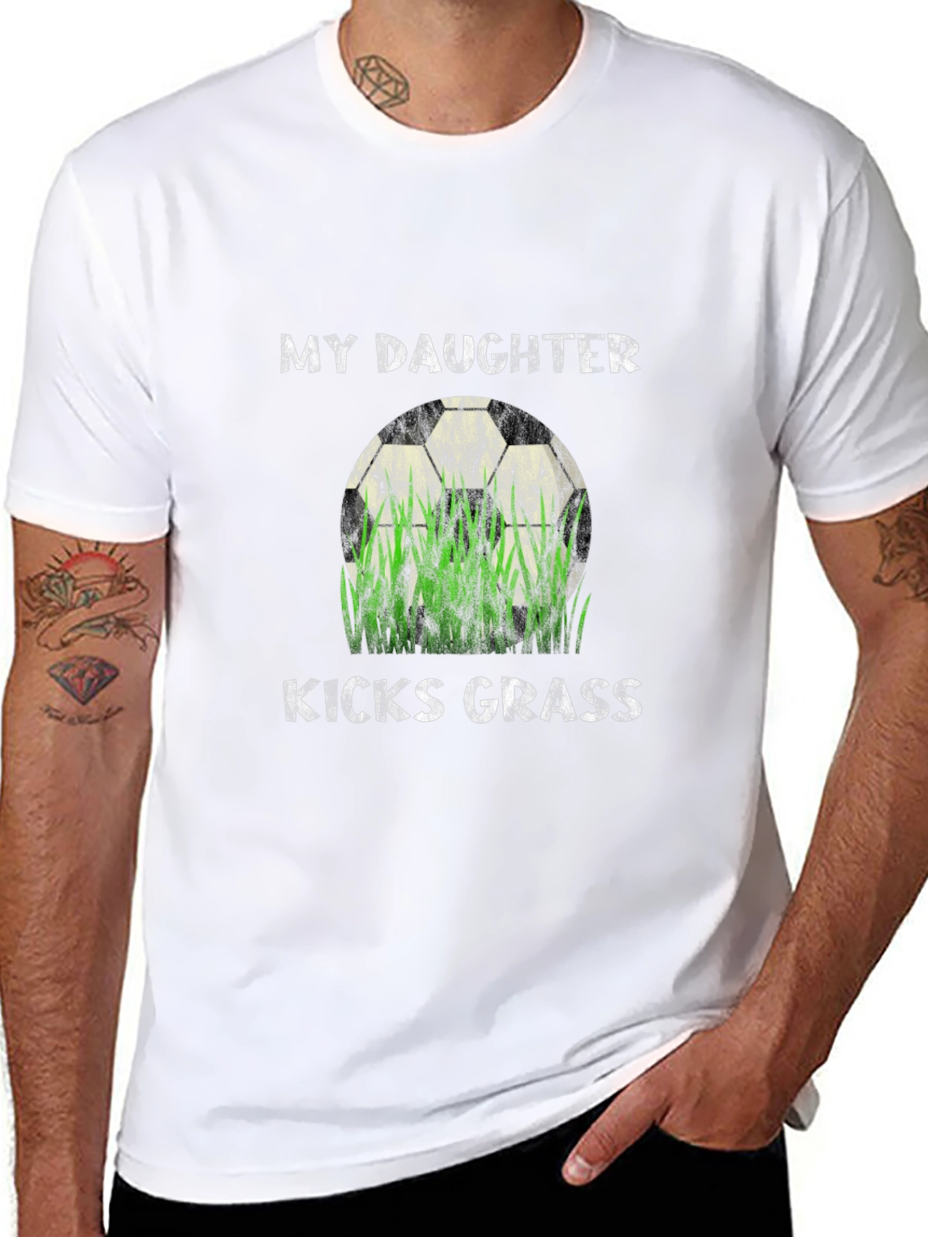 My Daughter Kicks Grass Soccer Ball T-Shirt