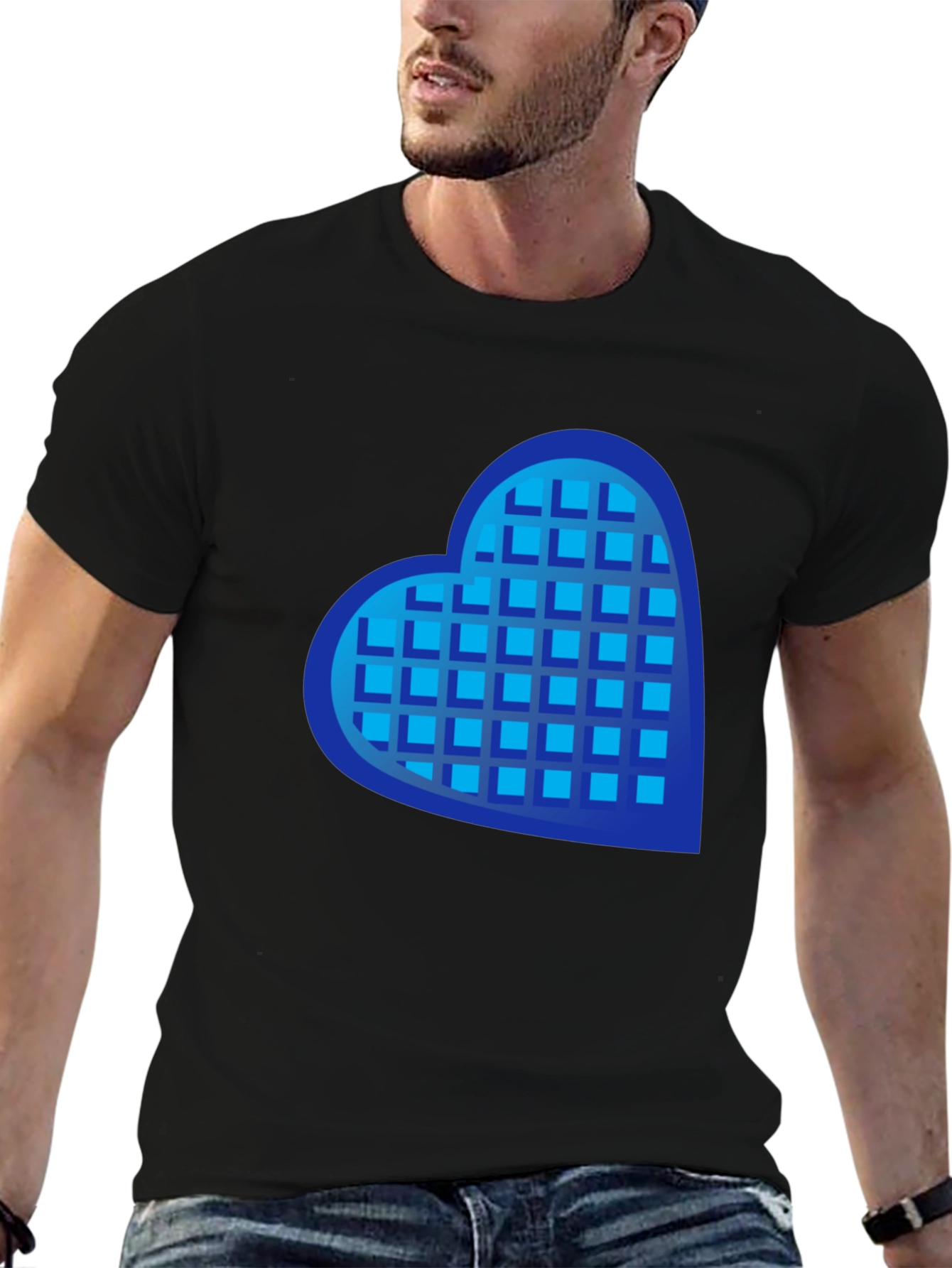 Heart Waffle Graphic Tee - Casual Mens Shirt
