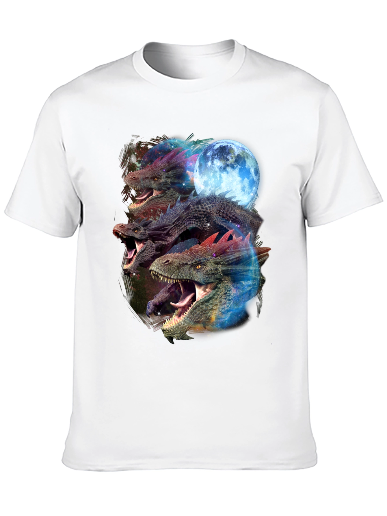 Dragon Trio Moon Black T-Shirt Graphic Print