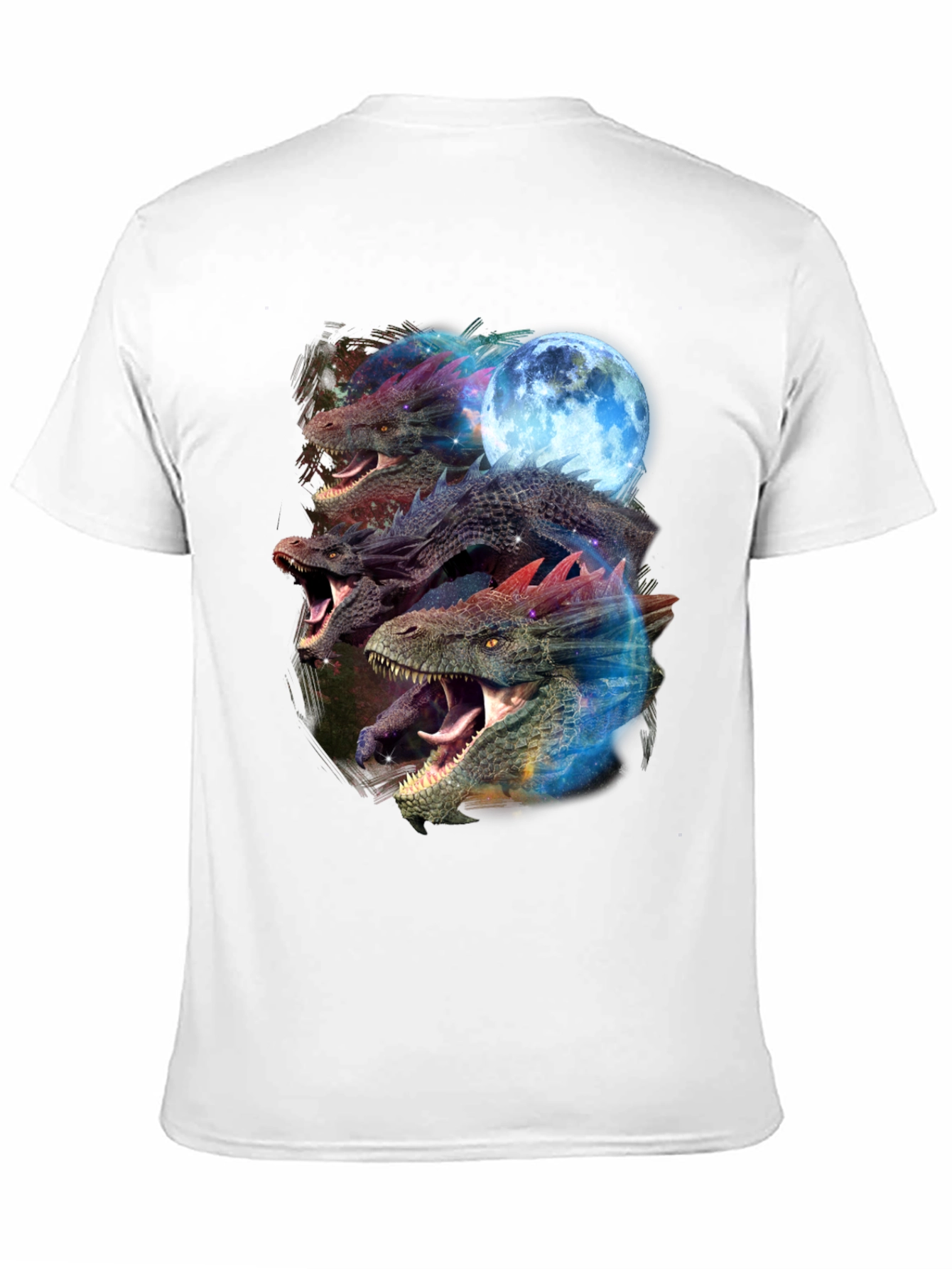 Dragon Trio Moon Black T-Shirt Graphic Print