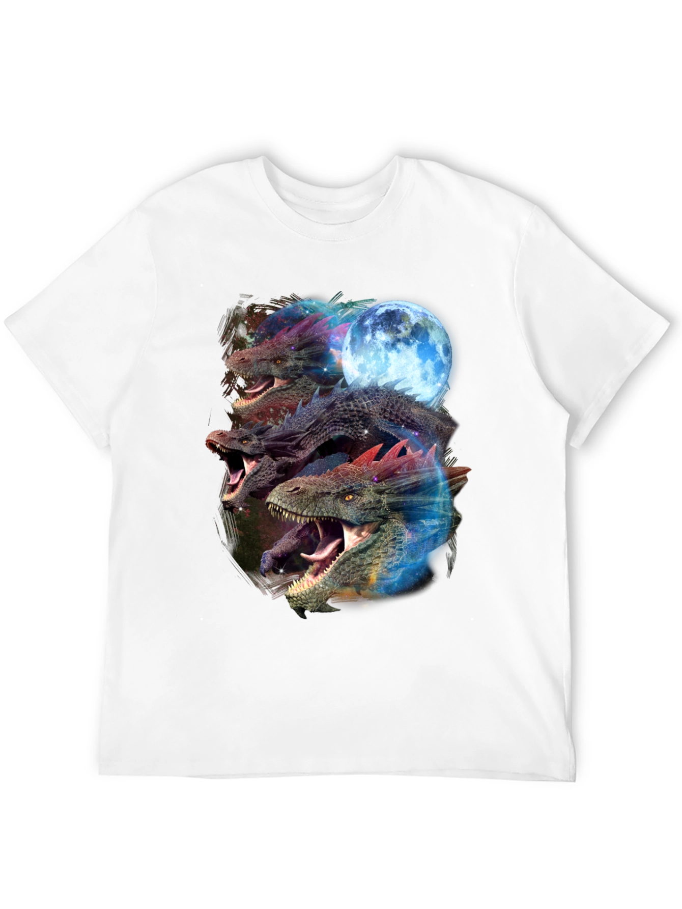Dragon Trio Moon Black T-Shirt Graphic Print