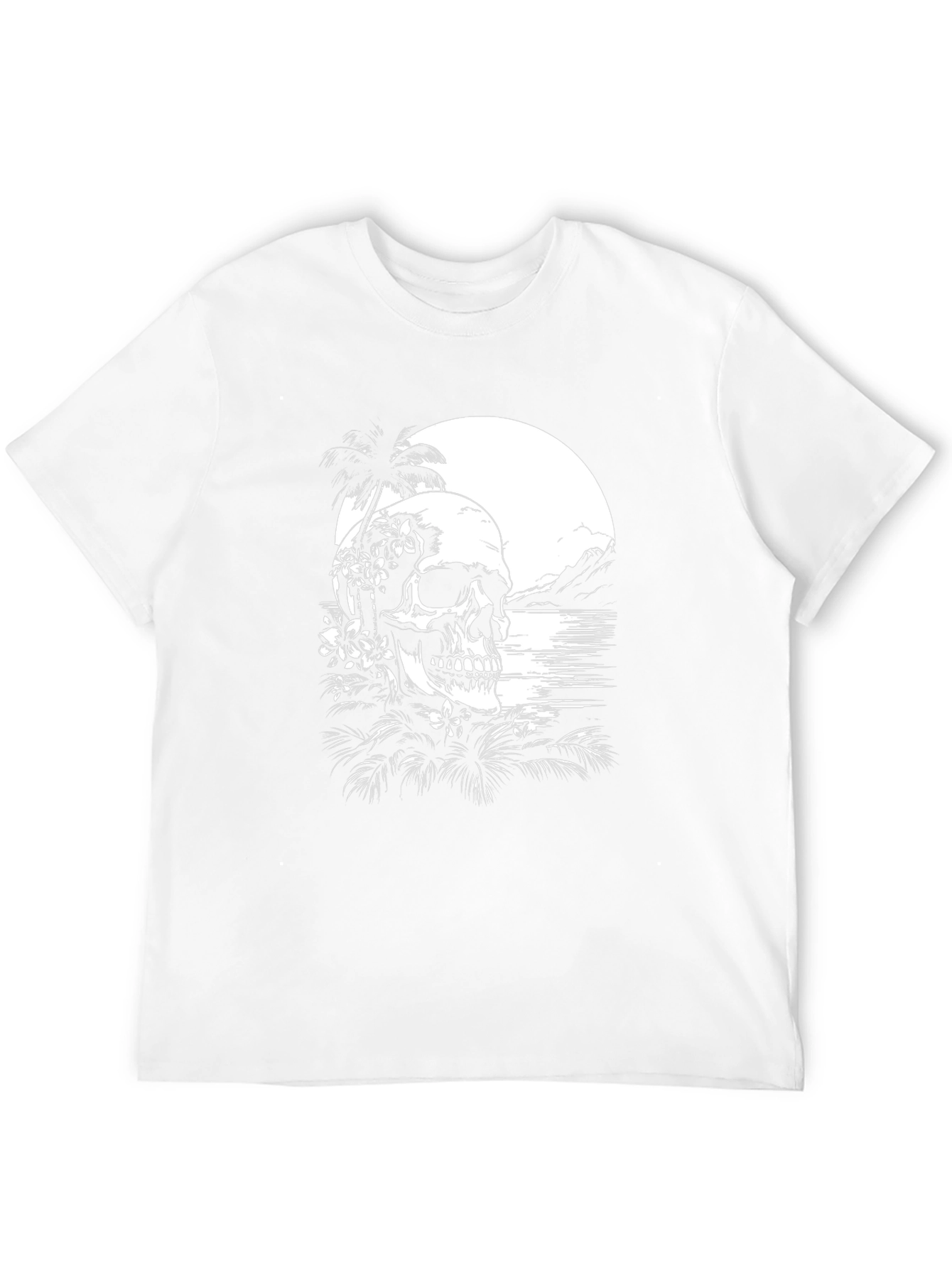 Tropical Skull Graphic T-Shirt - Black