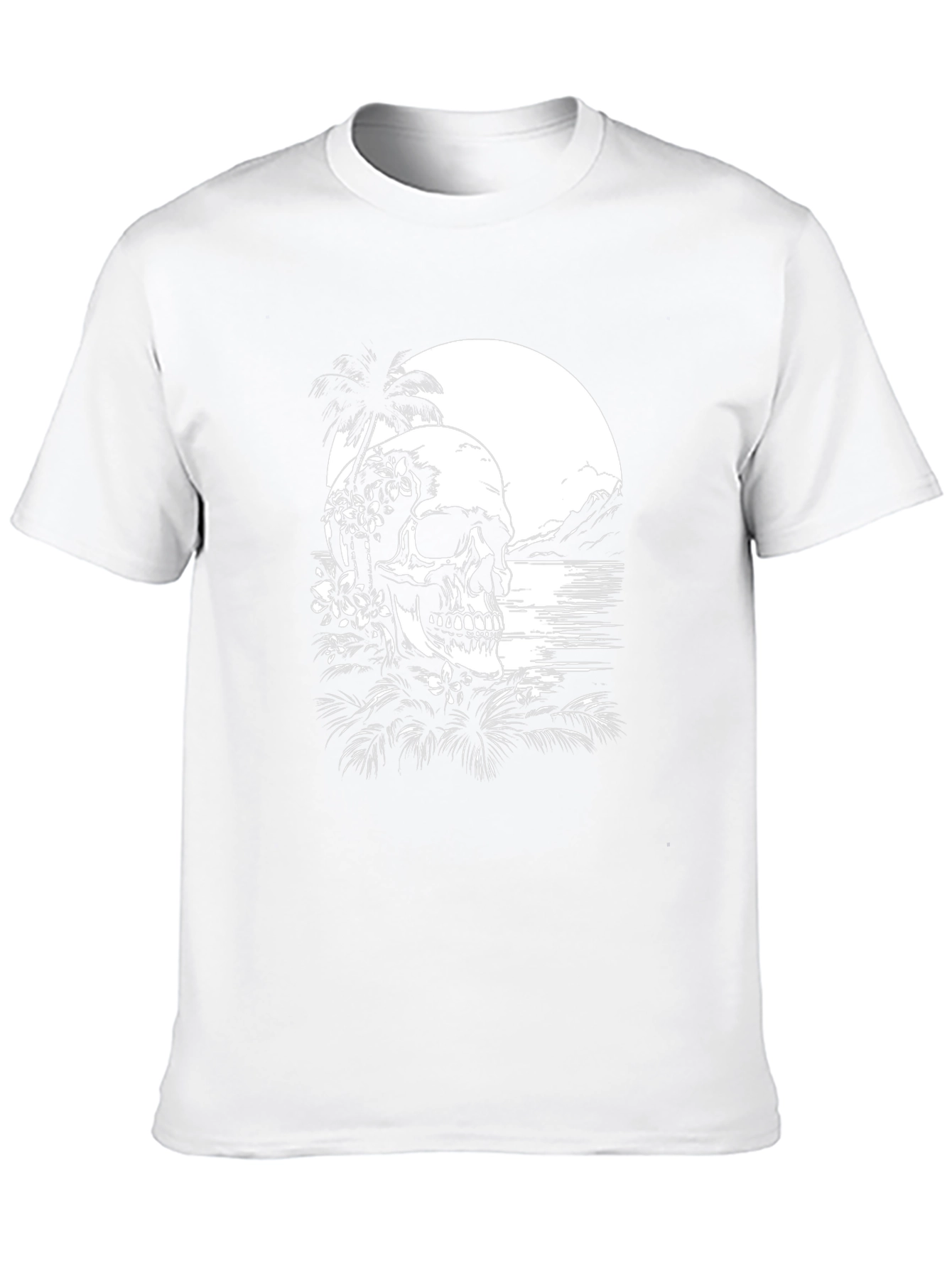 Tropical Skull Graphic T-Shirt - Black