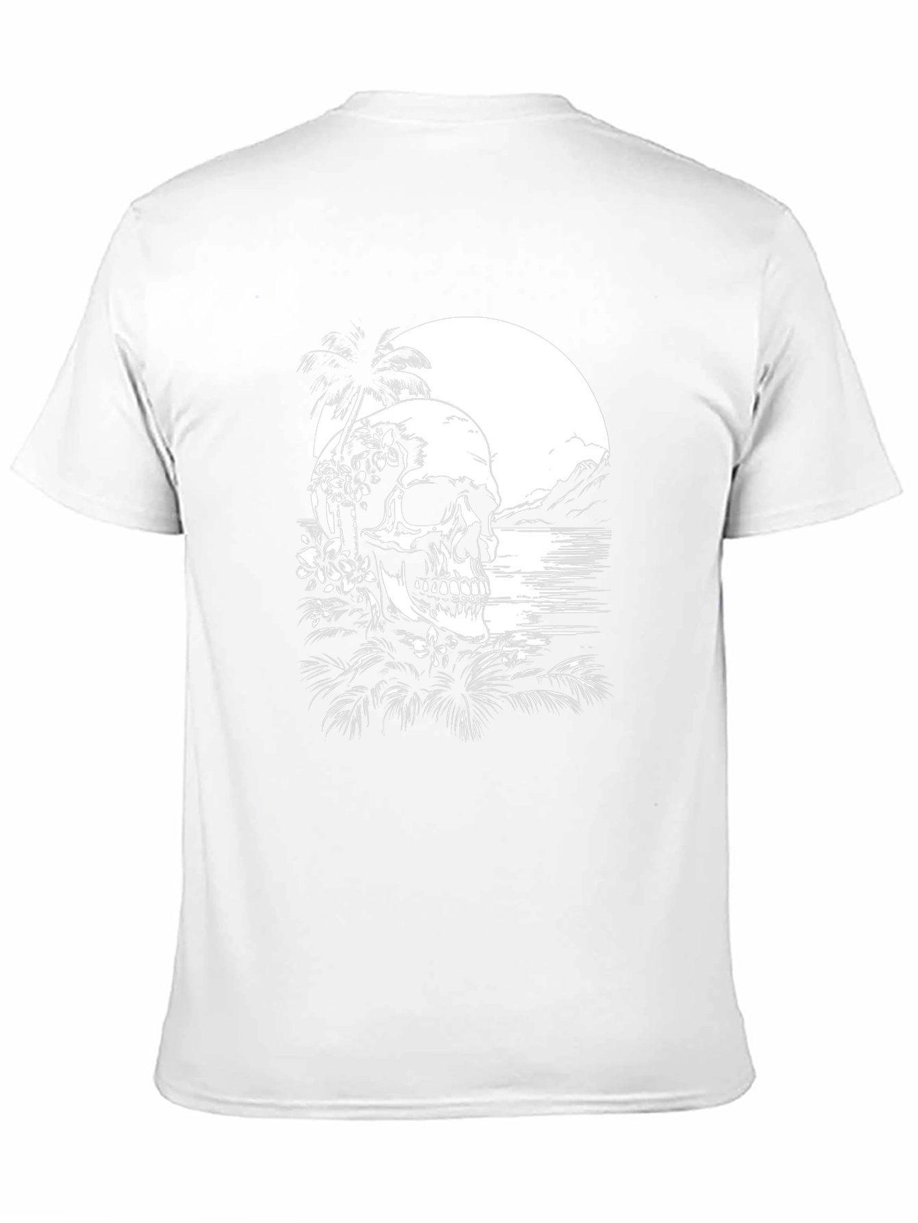 Tropical Skull Graphic T-Shirt - Black