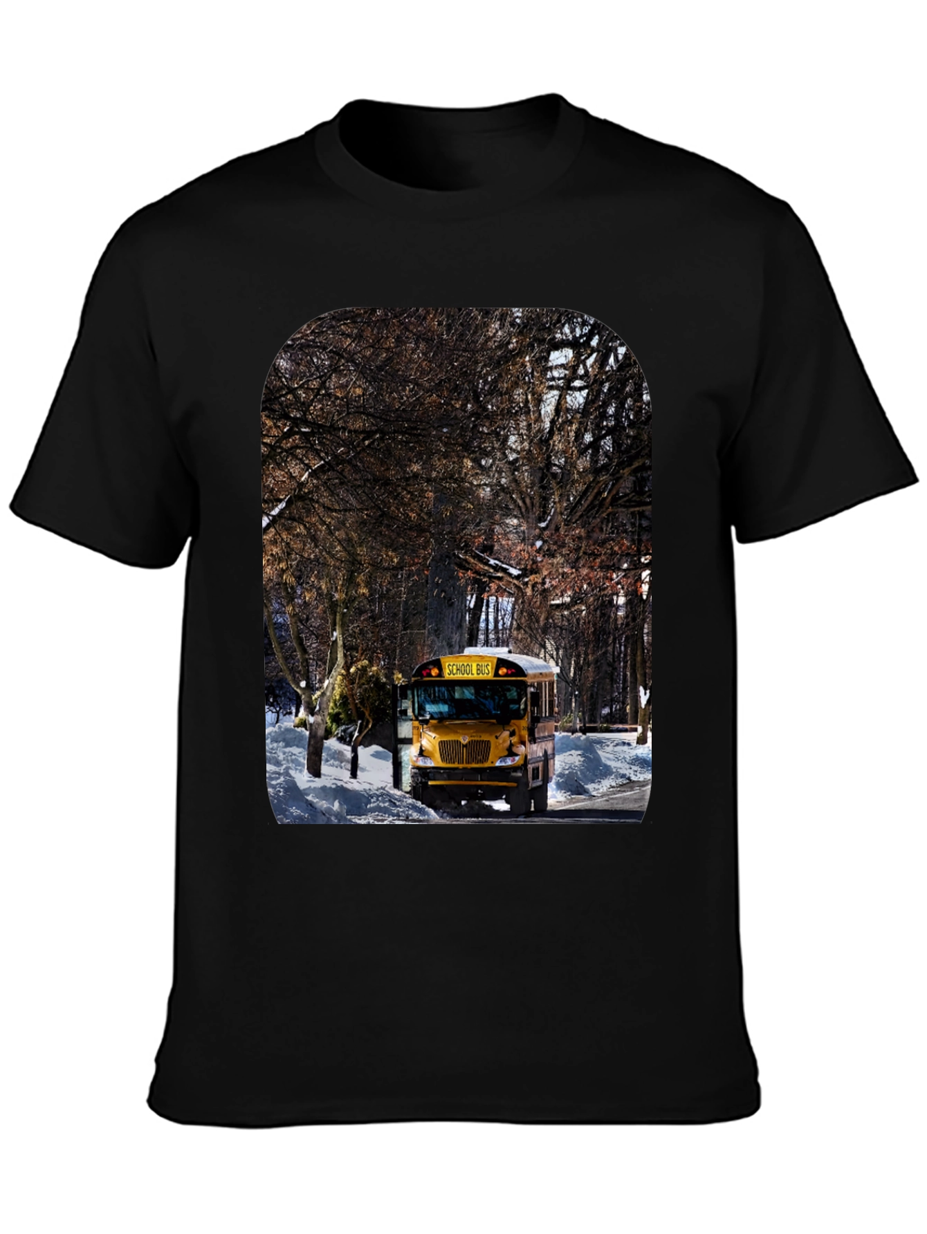 School Bus T-Shirt - Winter Scene