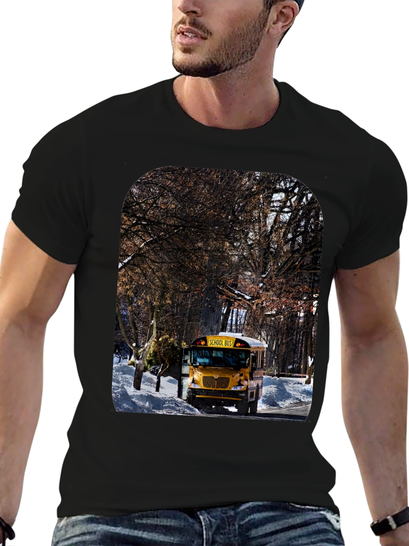 School Bus T-Shirt - Winter Scene
