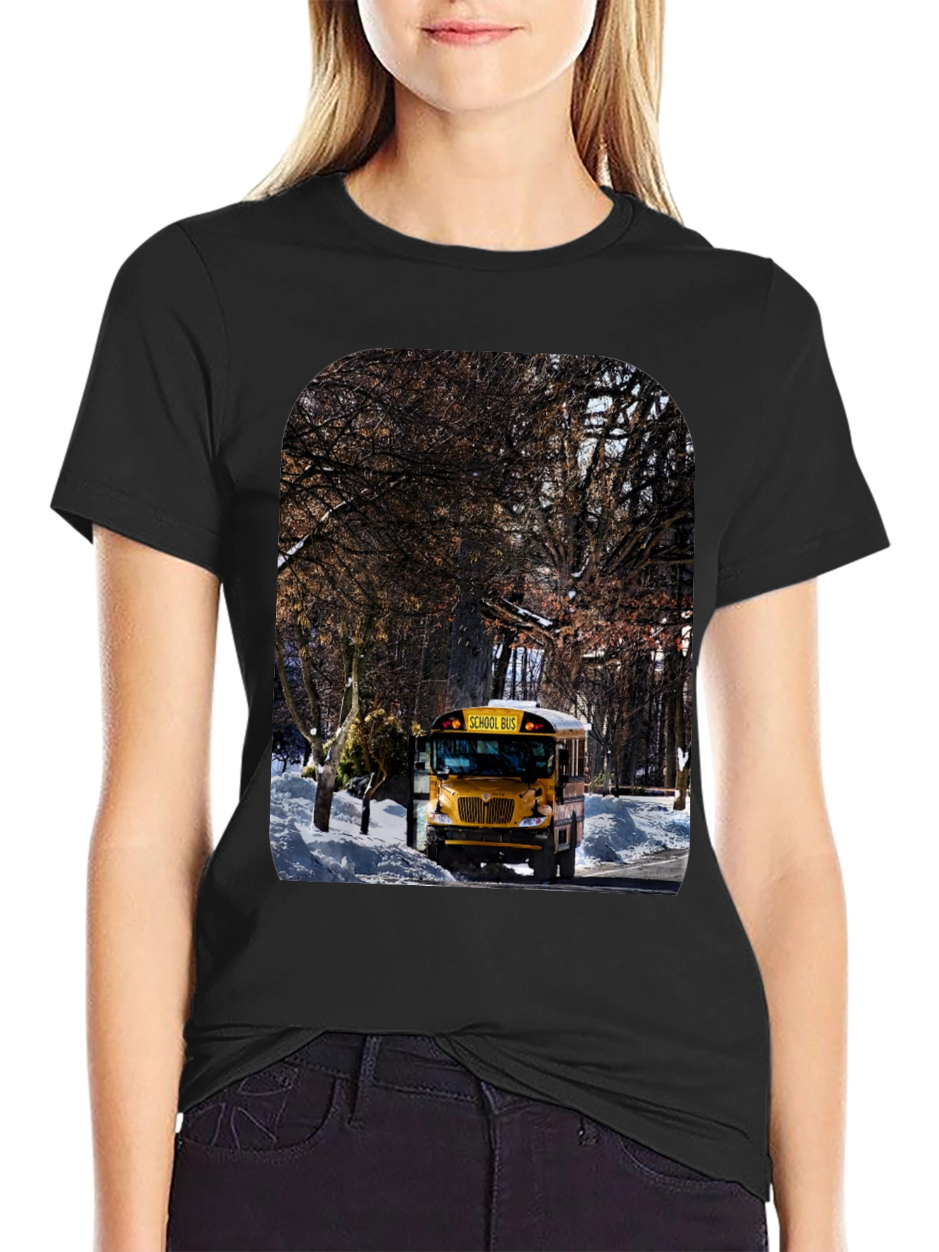 School Bus T-Shirt - Winter Scene