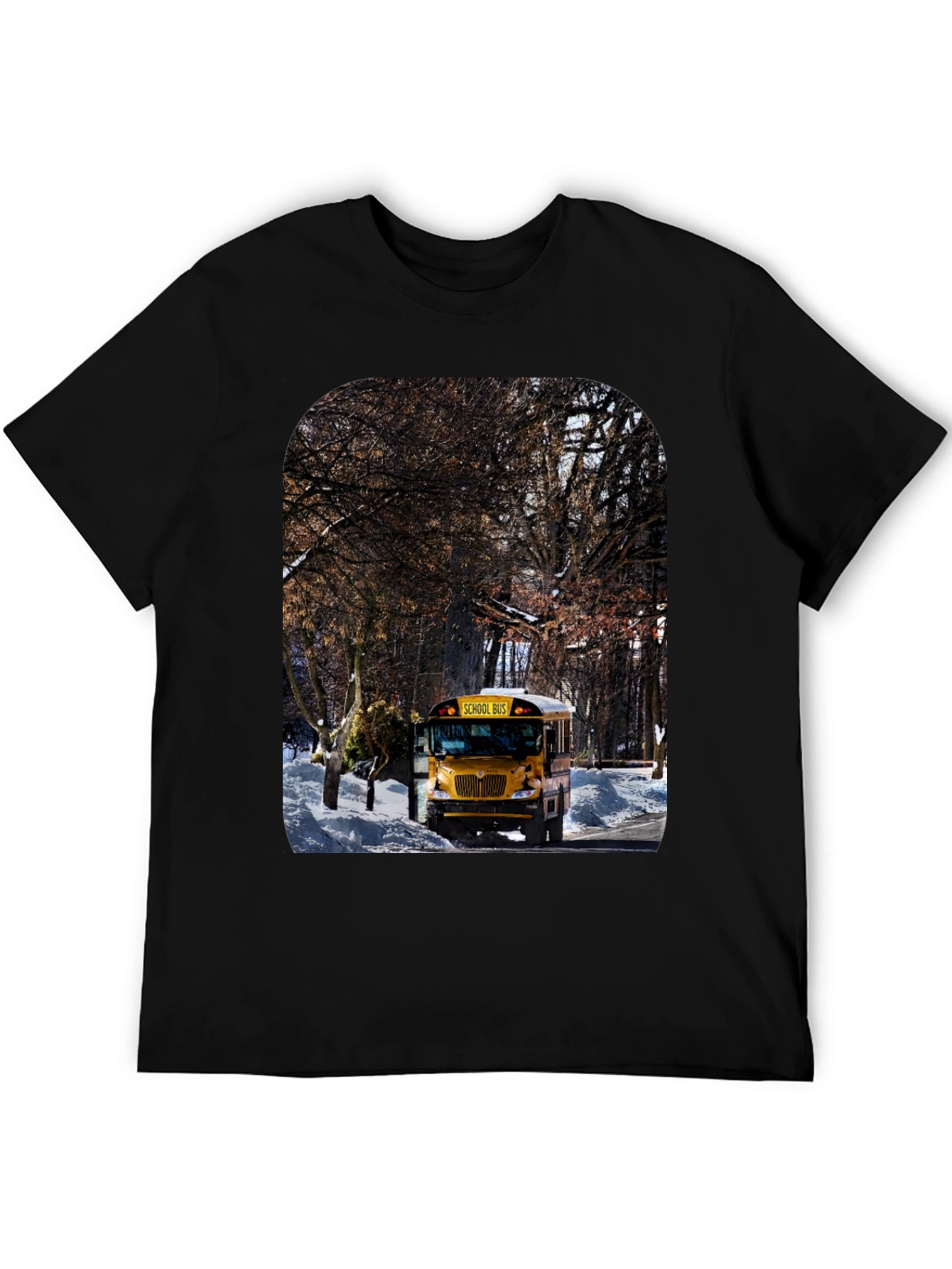 School Bus T-Shirt - Winter Scene