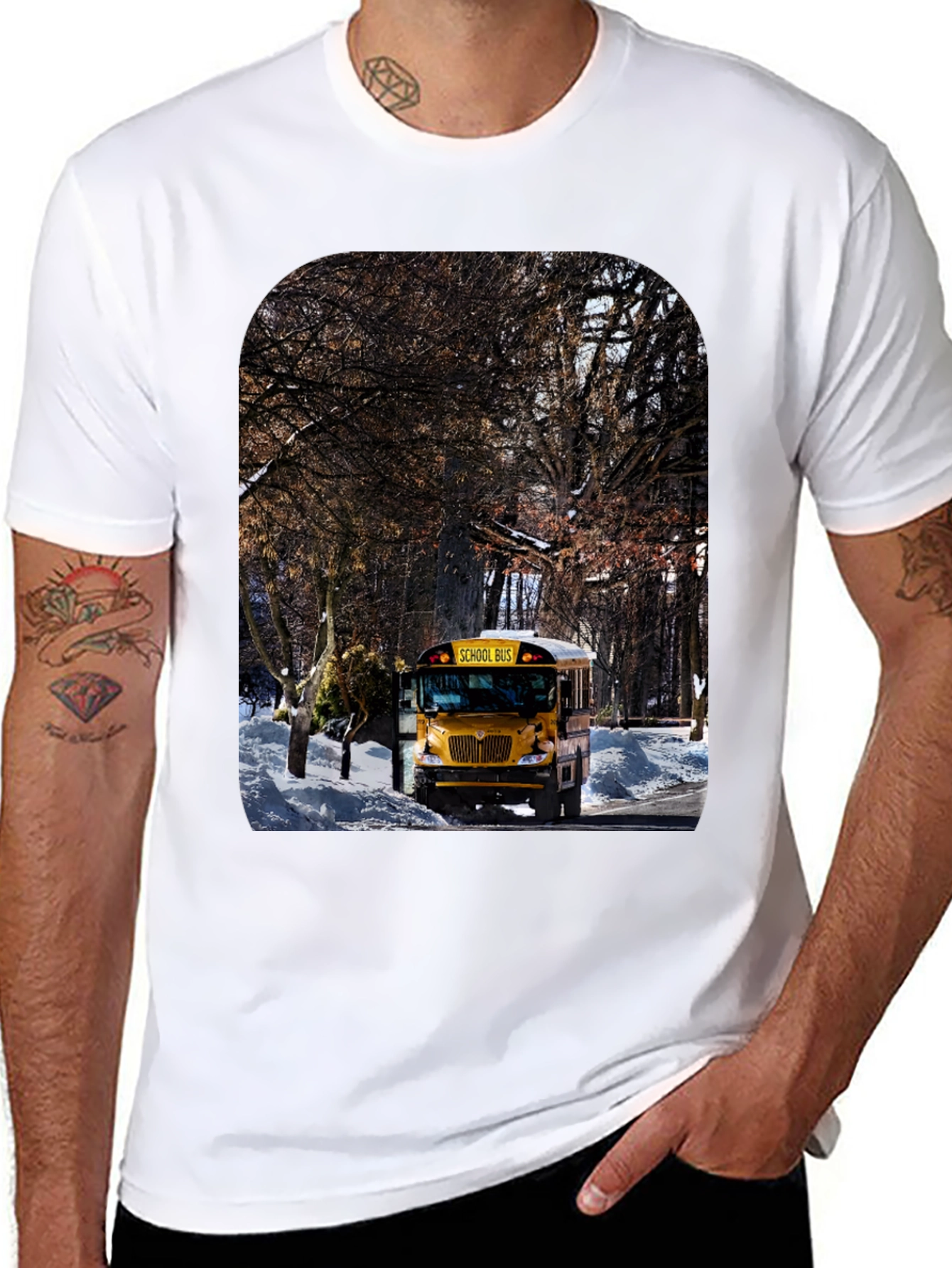 School Bus T-Shirt - Winter Scene