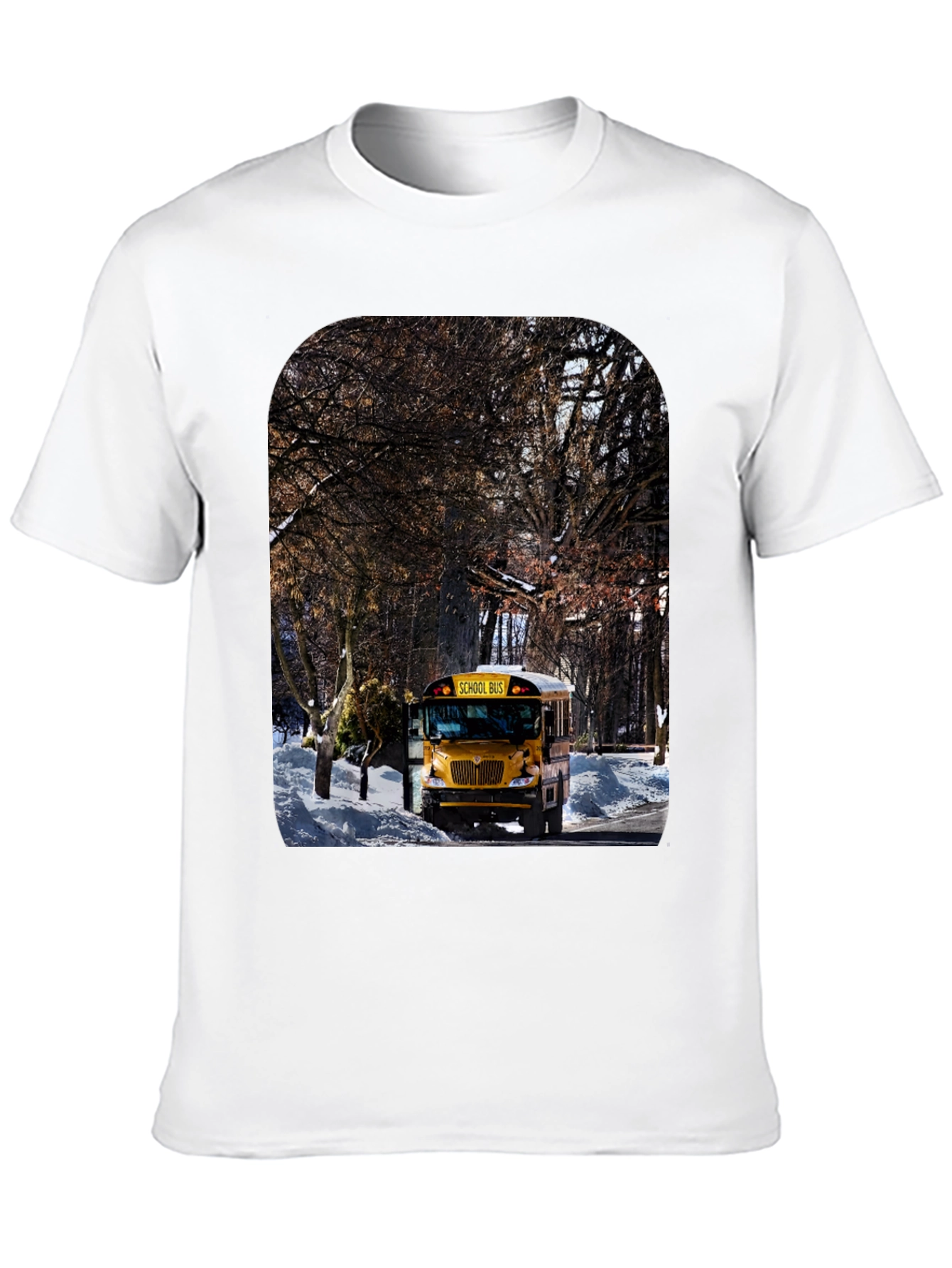 School Bus T-Shirt - Winter Scene