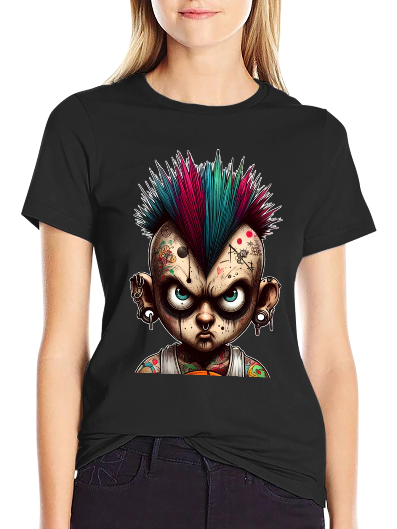 Edgy Punk Cartoon Graphic Tee