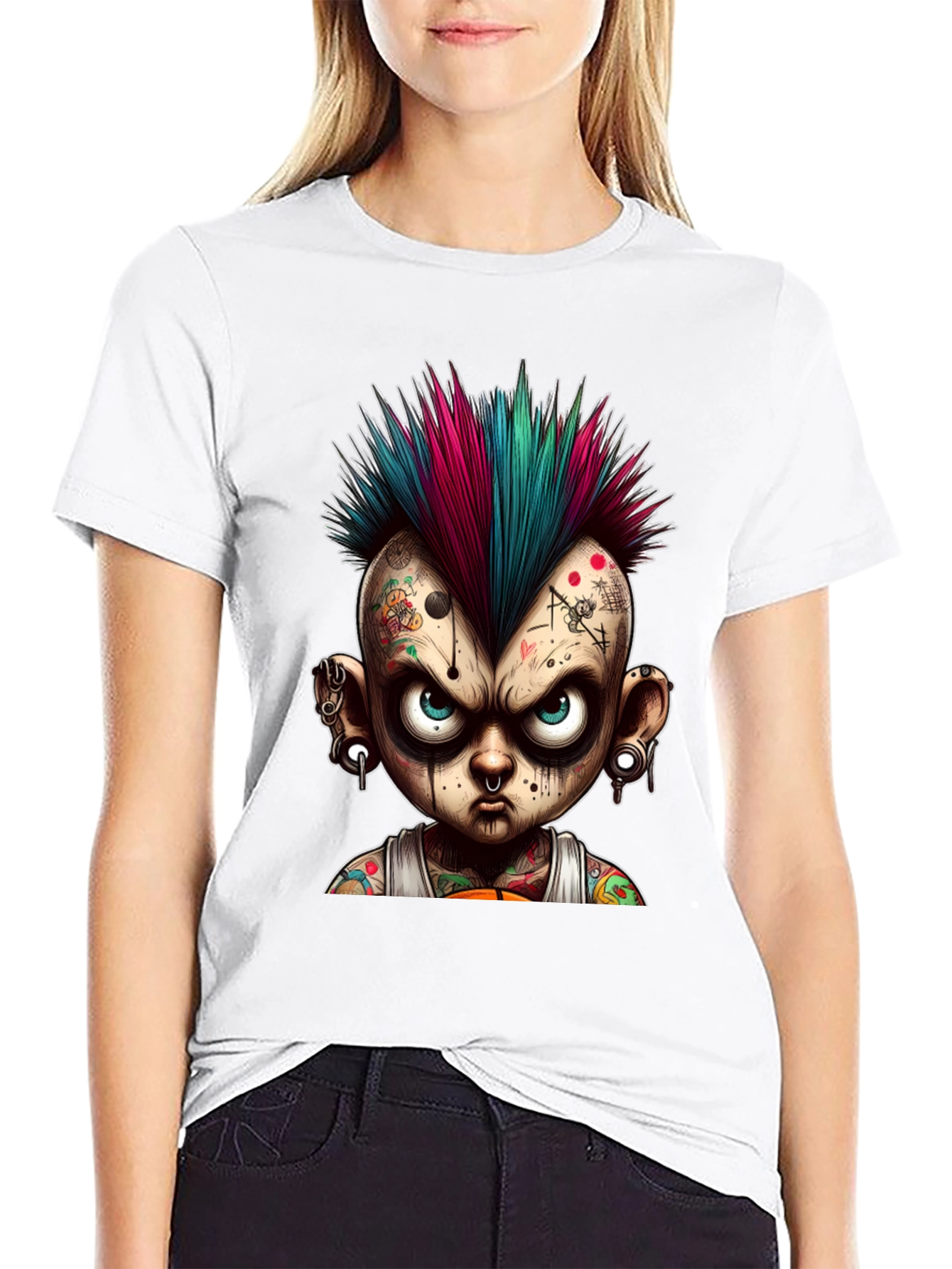 Edgy Punk Cartoon Graphic Tee