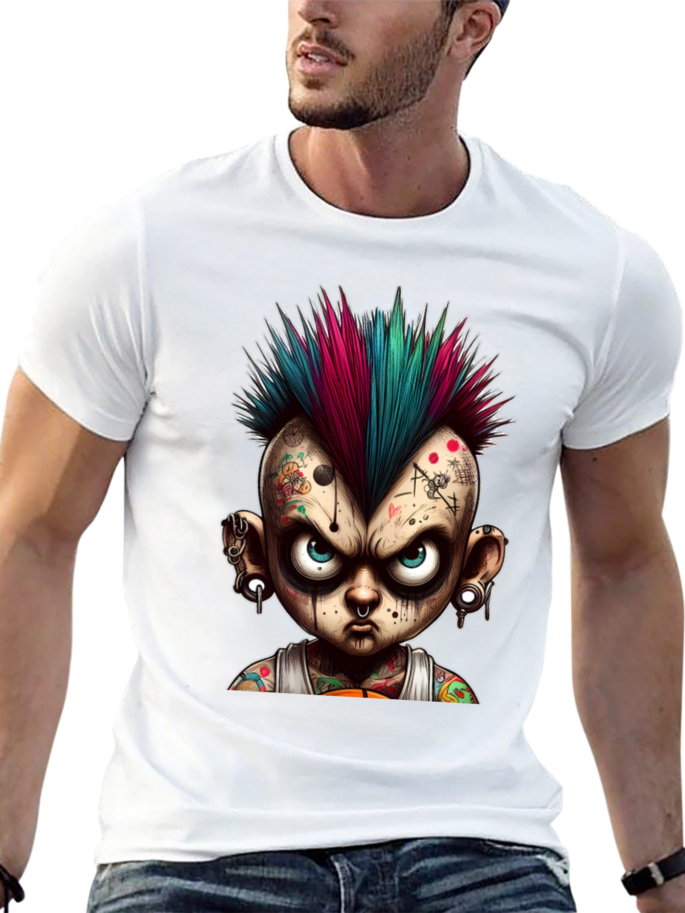 Edgy Punk Cartoon Graphic Tee