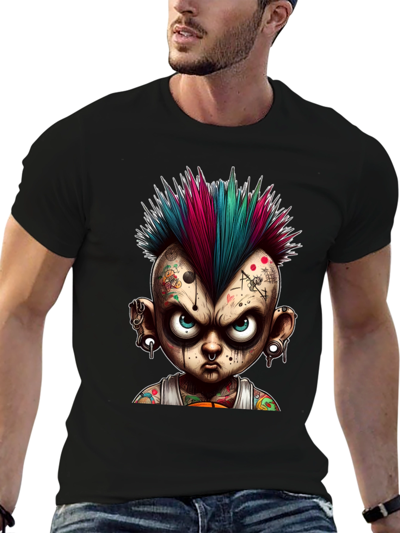 Edgy Punk Cartoon Graphic Tee