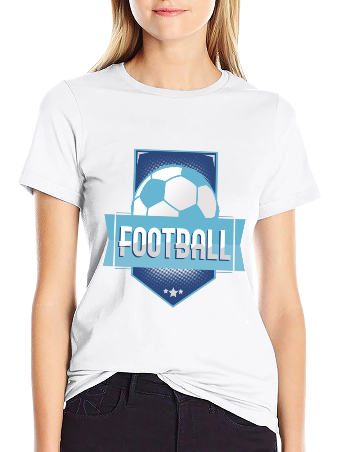 Football Graphic Tee - Black Cotton Blend