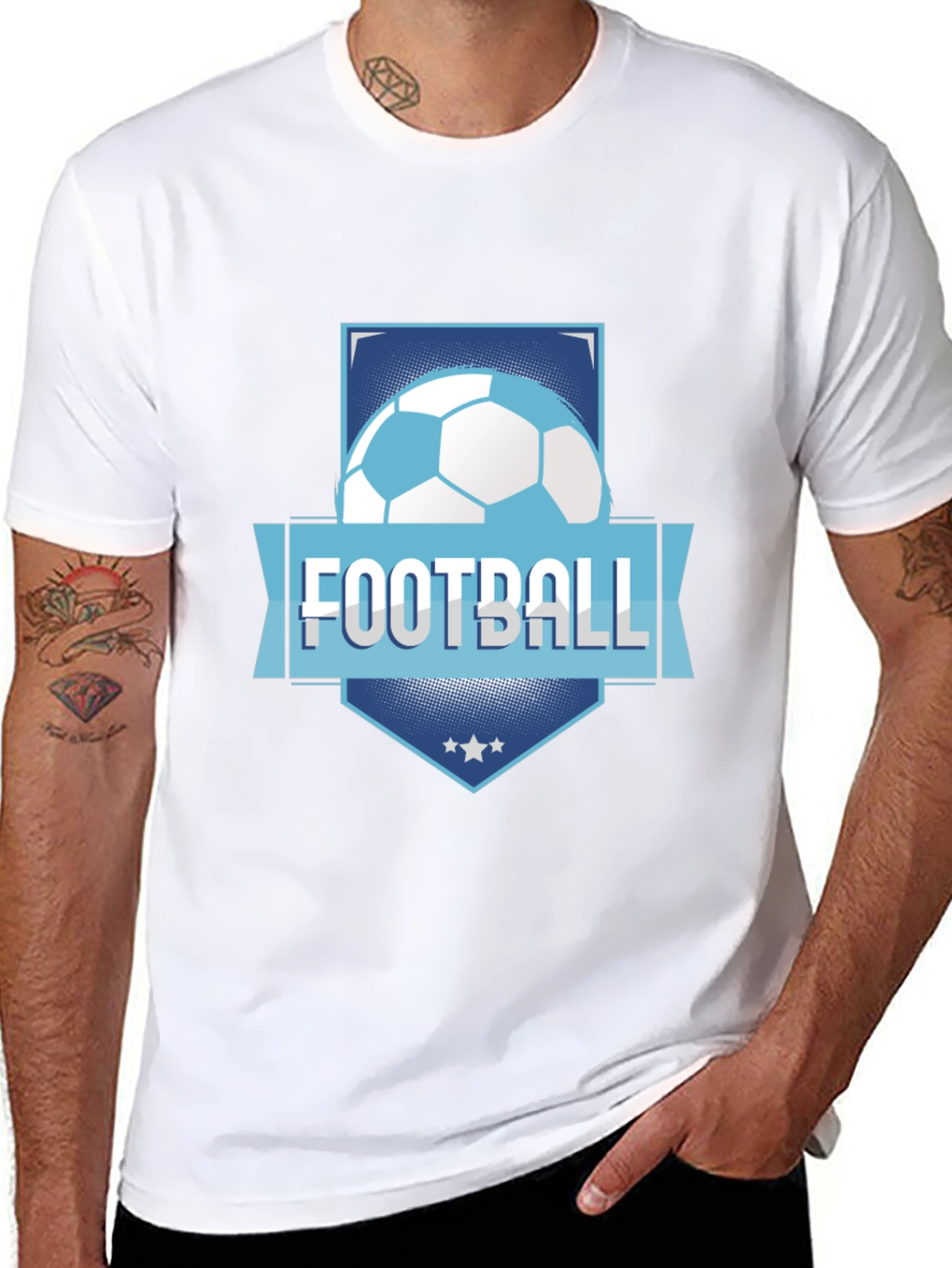 Football Graphic Tee - Black Cotton Blend