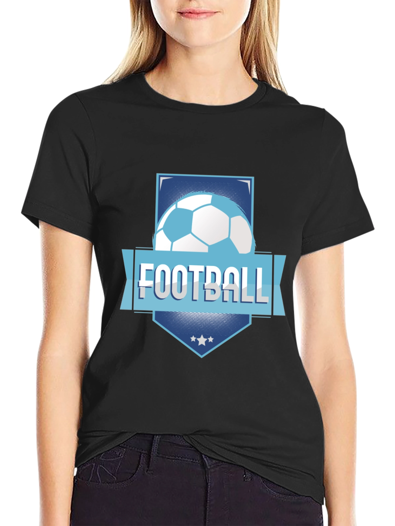 Football Graphic Tee - Black Cotton Blend