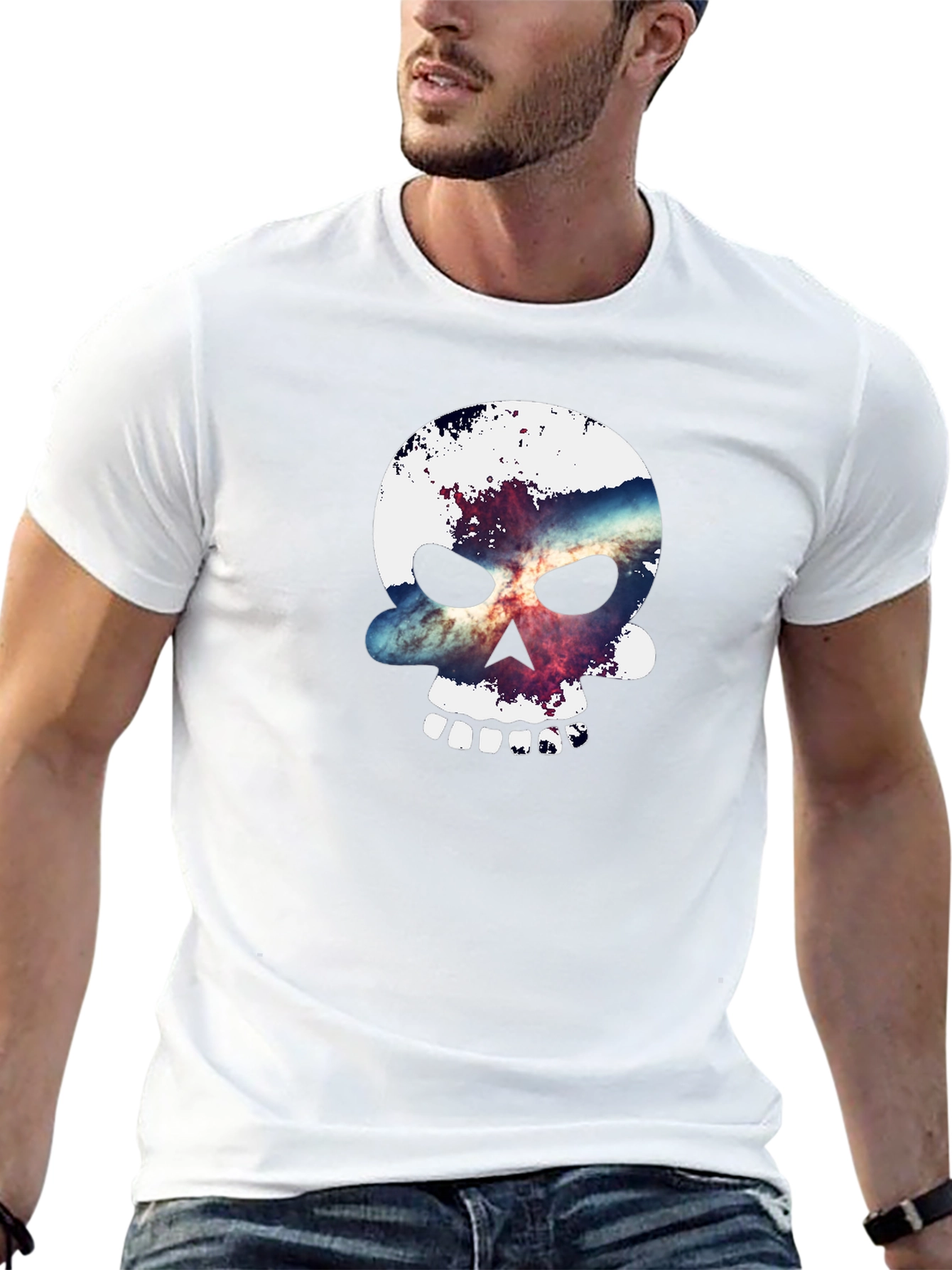 Skull Galaxy Graphic Black Tee