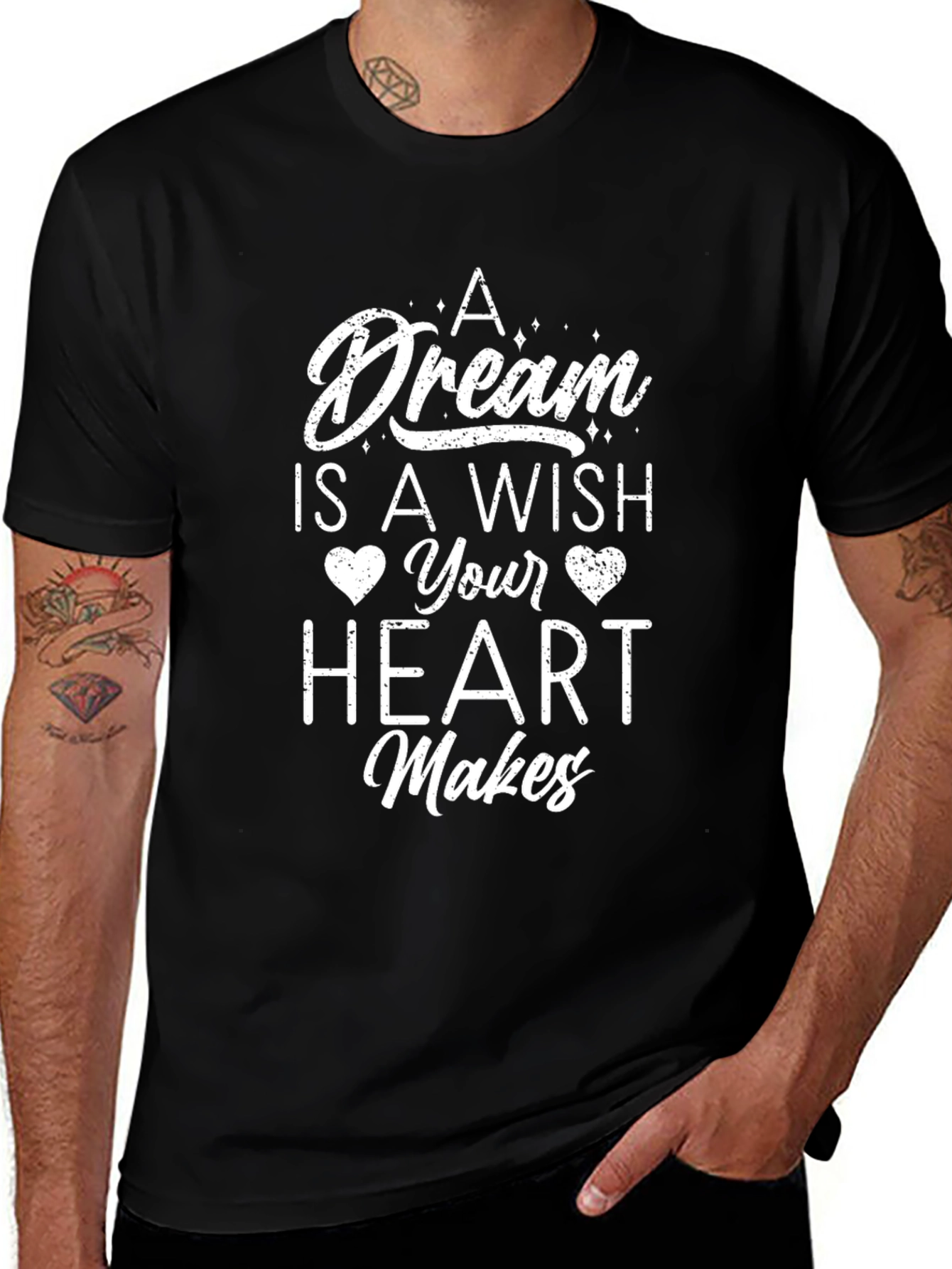 Dream Wish Heart Makes Black T-Shirt