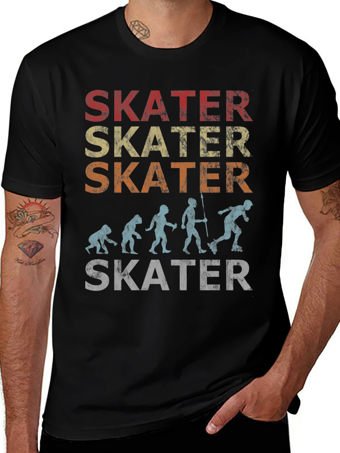 Skater Evolution Graphic T-Shirt - Retro Style Skateboarding Tee