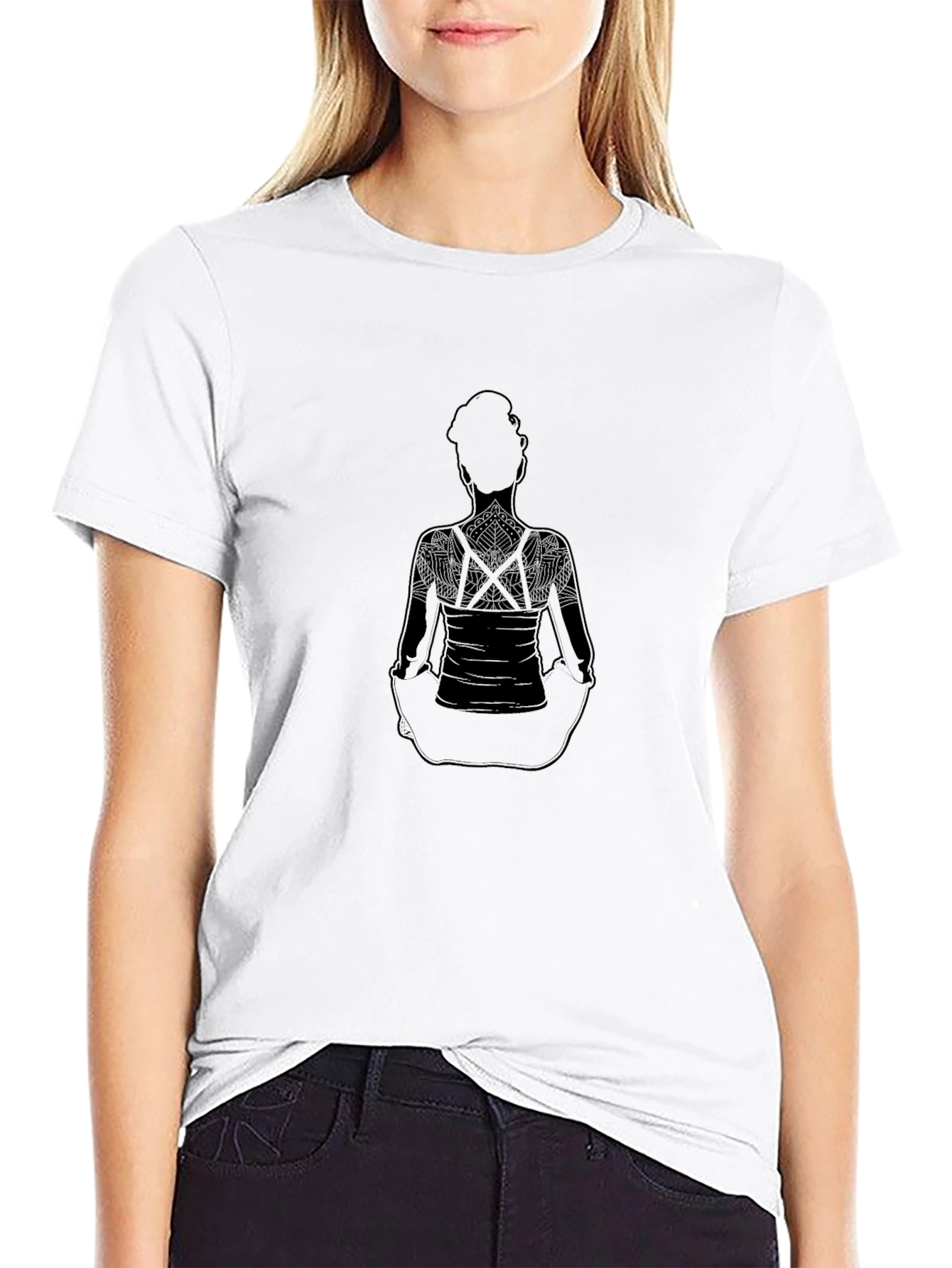 Yoga Pose Graphic Black T-Shirt