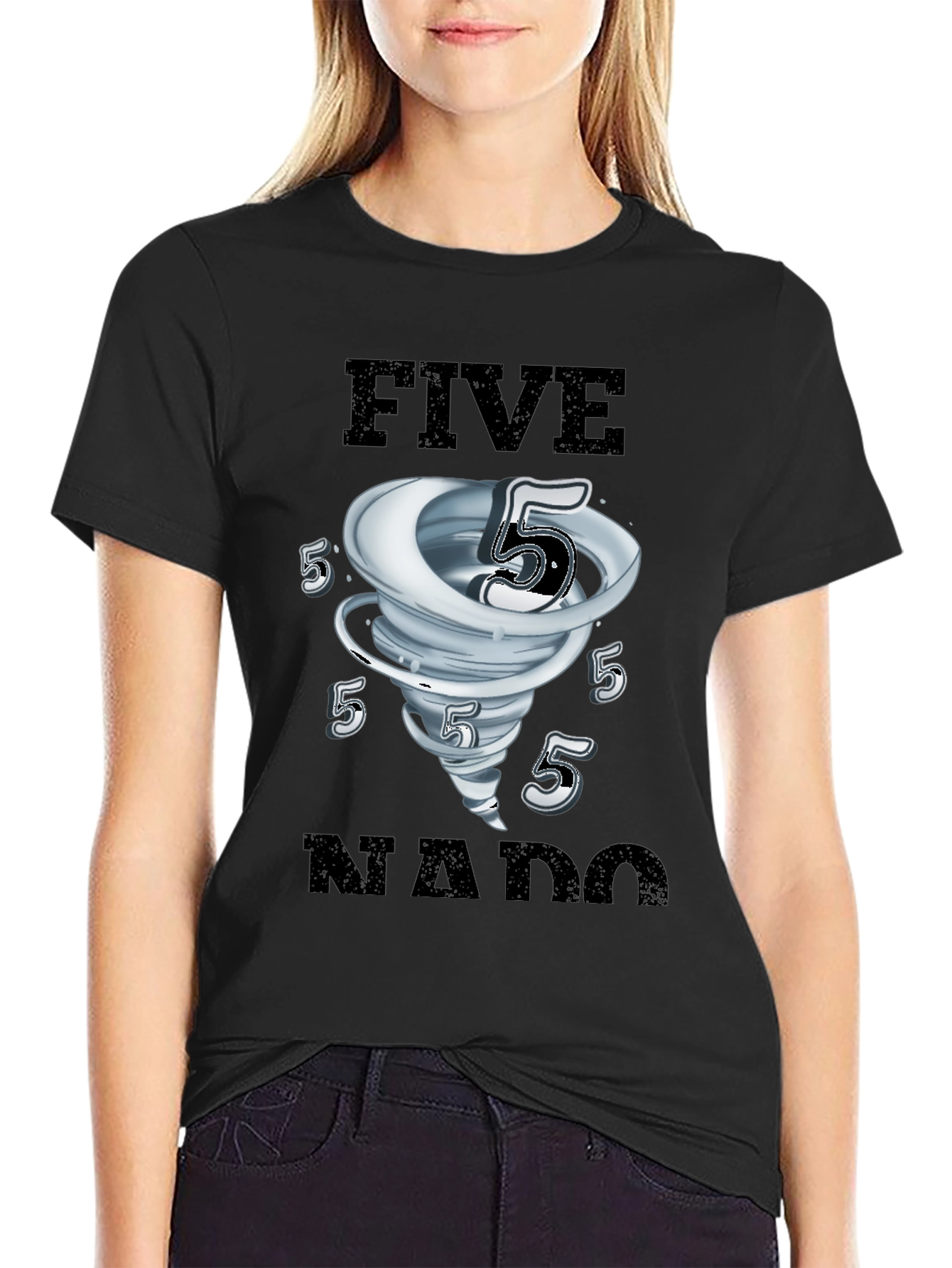 FiveNado Graphic T-Shirt - Black Cotton Tee