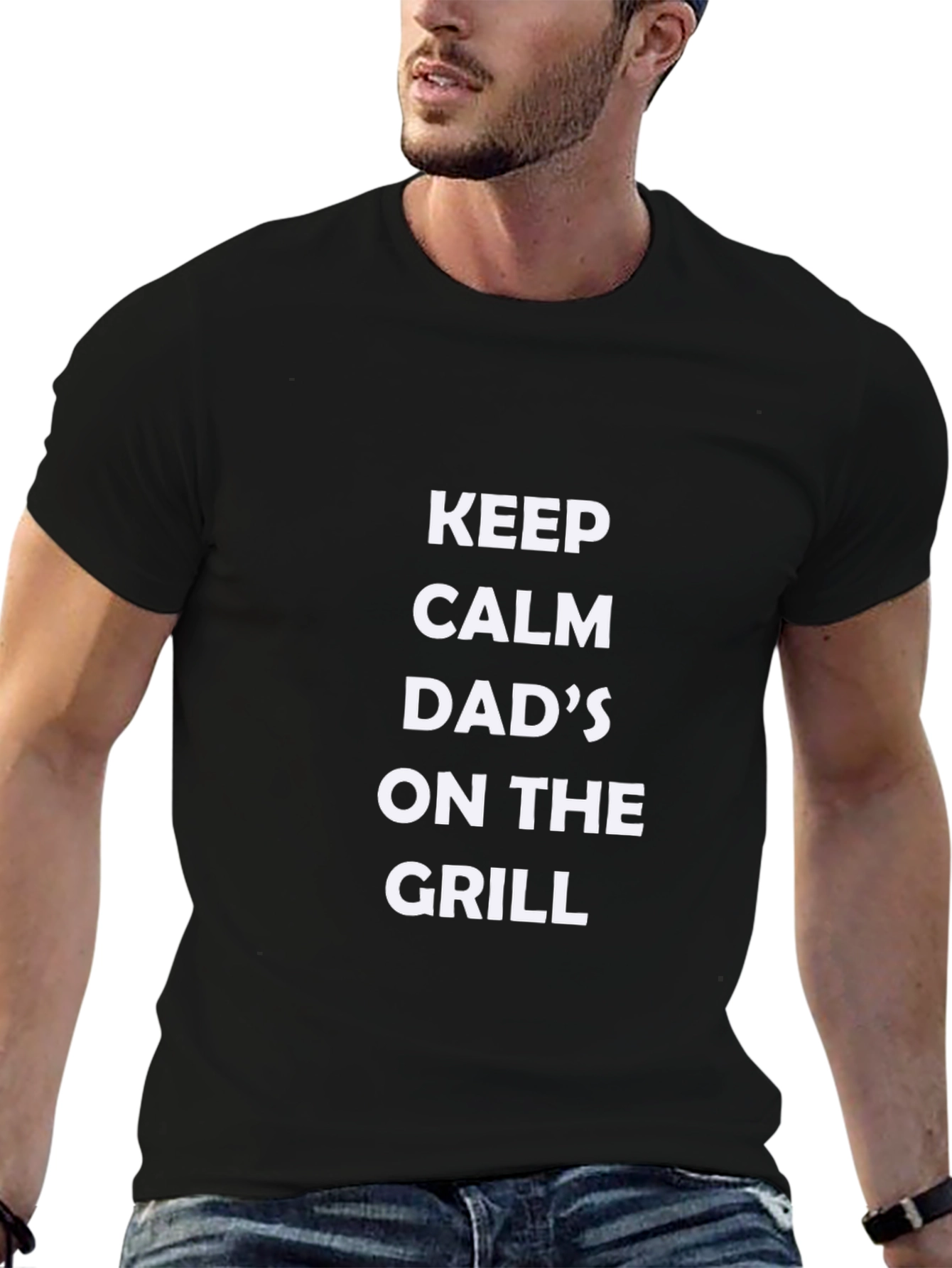 Keep Calm Dads On The Grill Black T-Shirt