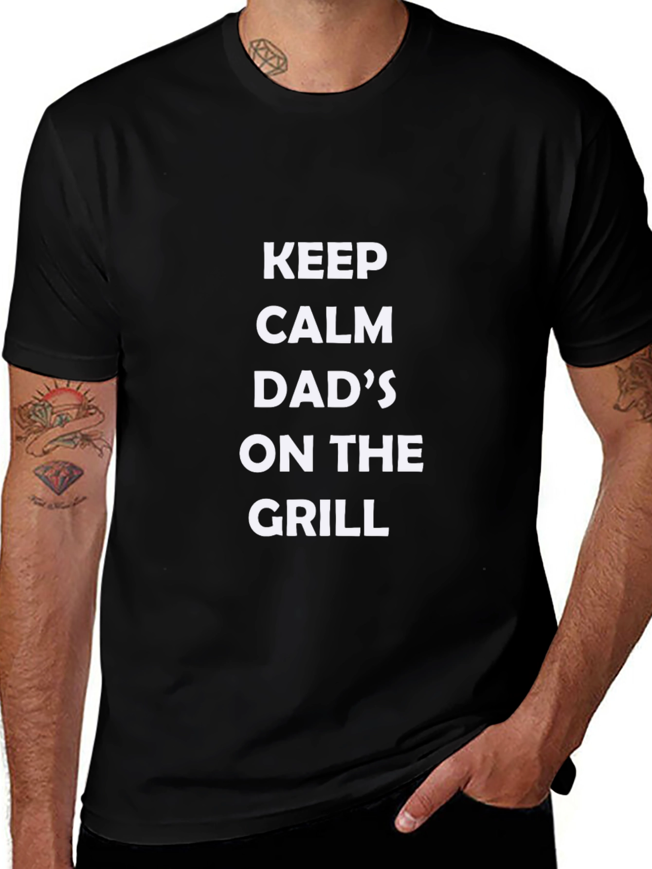 Keep Calm Dads On The Grill Black T-Shirt