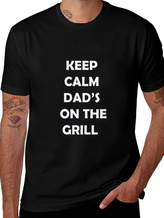 Keep Calm Dads On The Grill Black T-Shirt