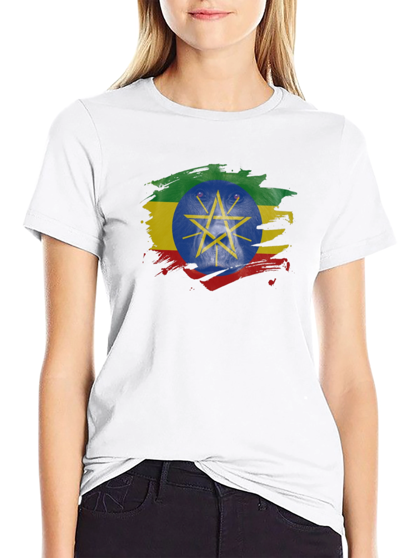 Ethiopian Flag Lion Graphic Tee - Black