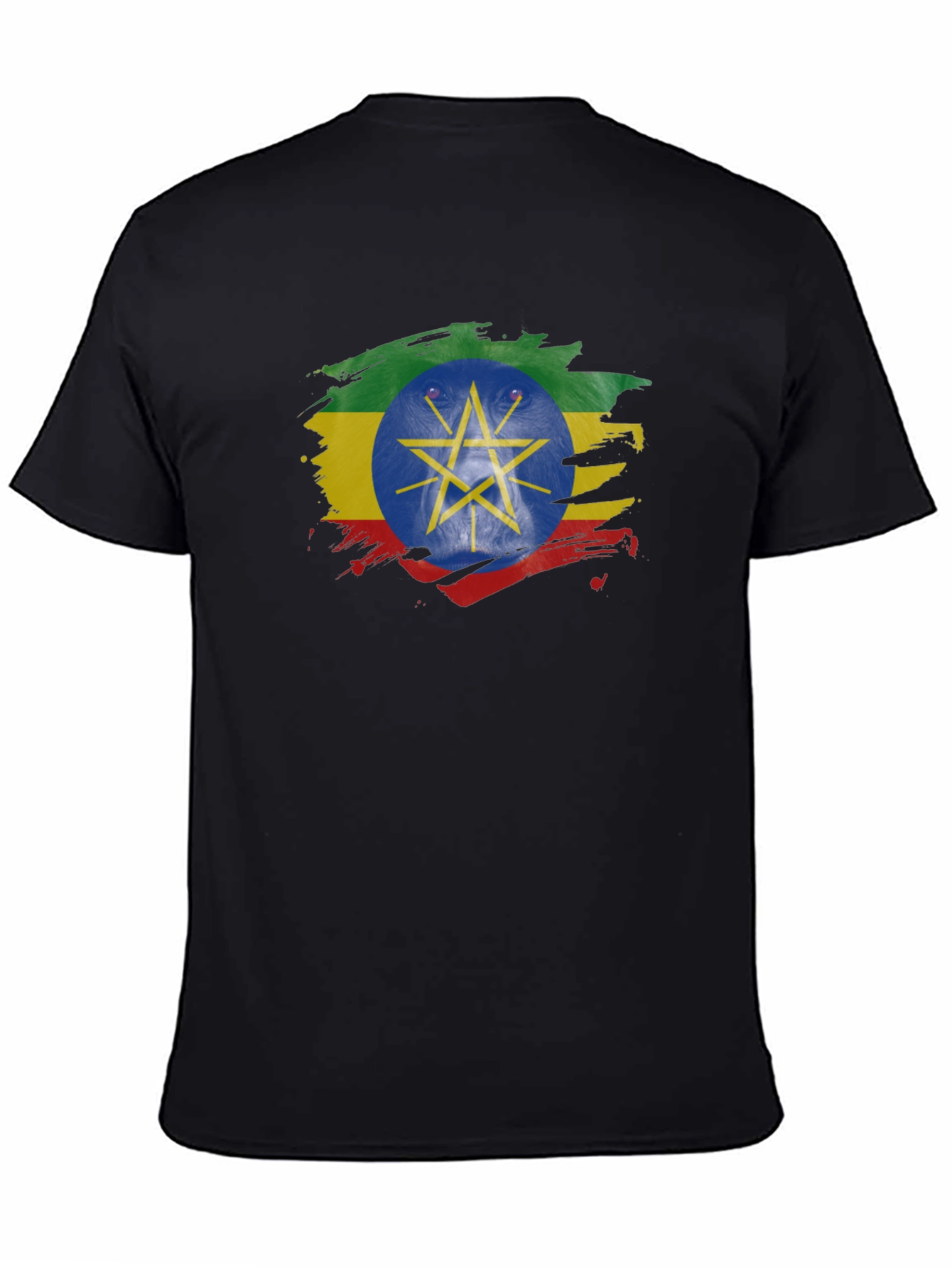 Ethiopian Flag Lion Graphic Tee - Black