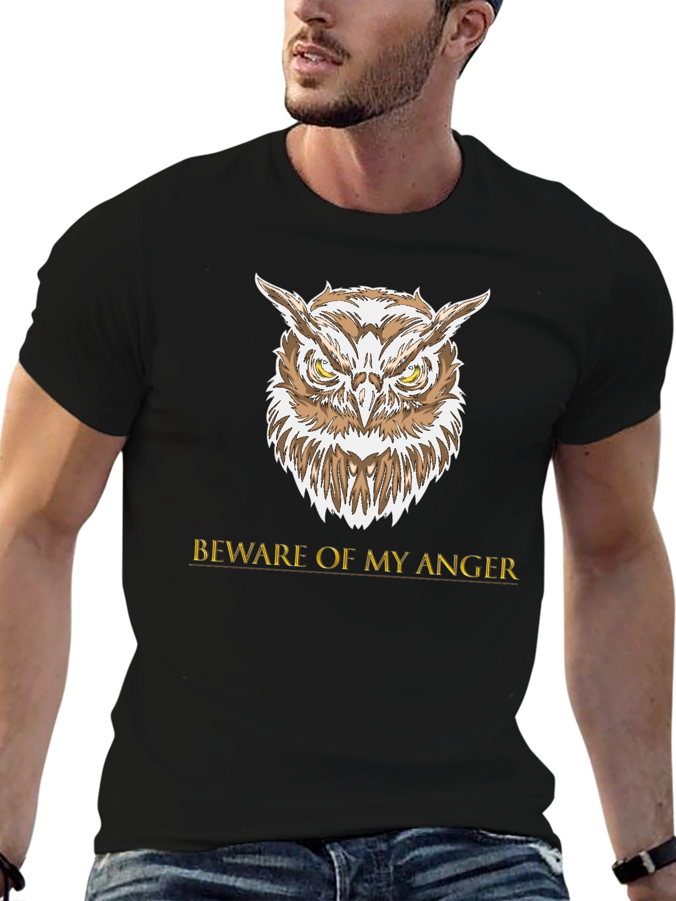 Owl Beware Anger Graphic Tee - Black