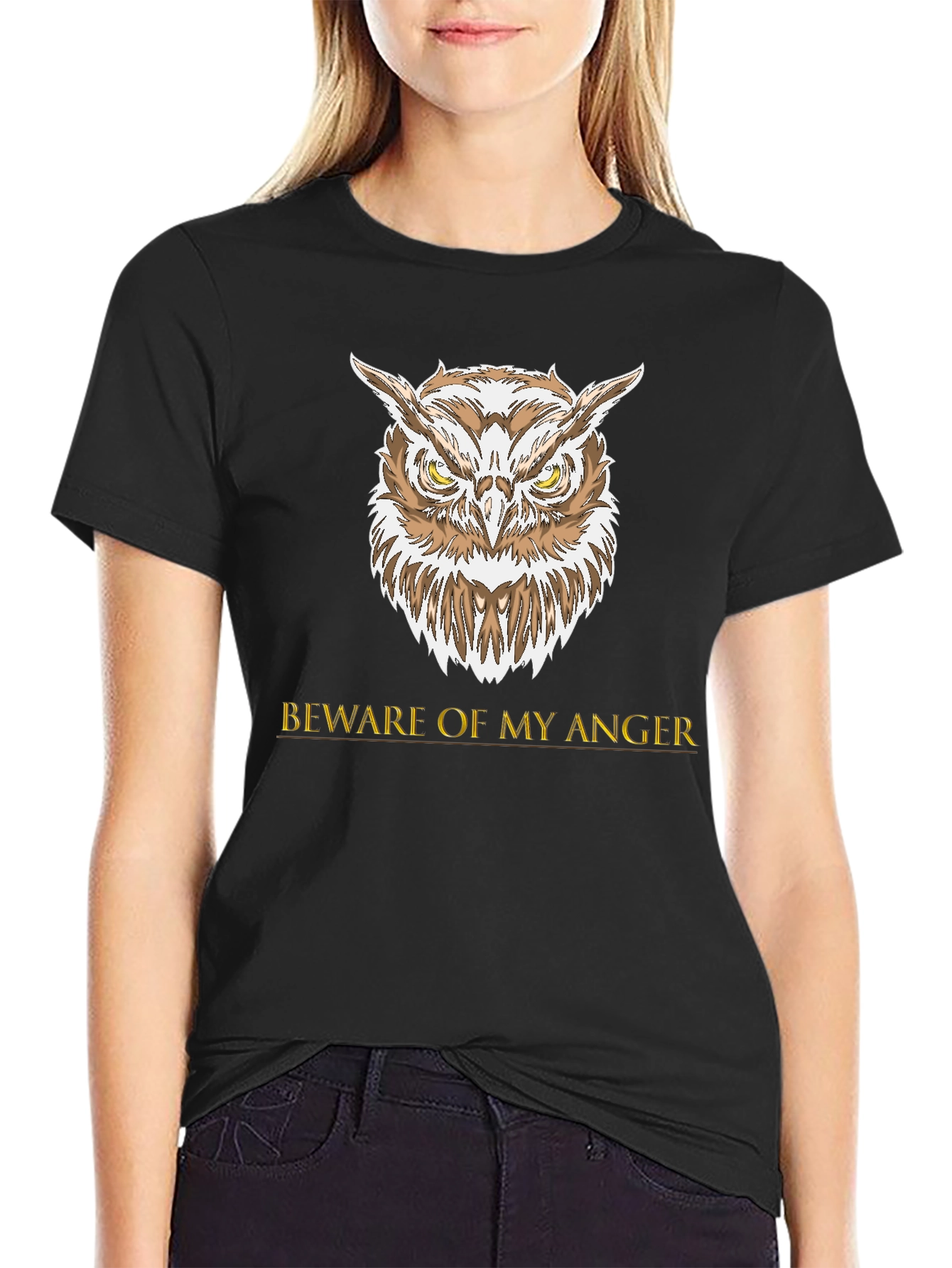 Owl Beware Anger Graphic Tee - Black