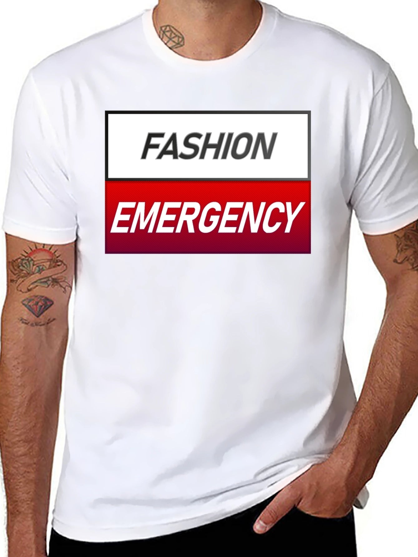 Fashion Emergency Graphic Tee - Stylish & Humorous