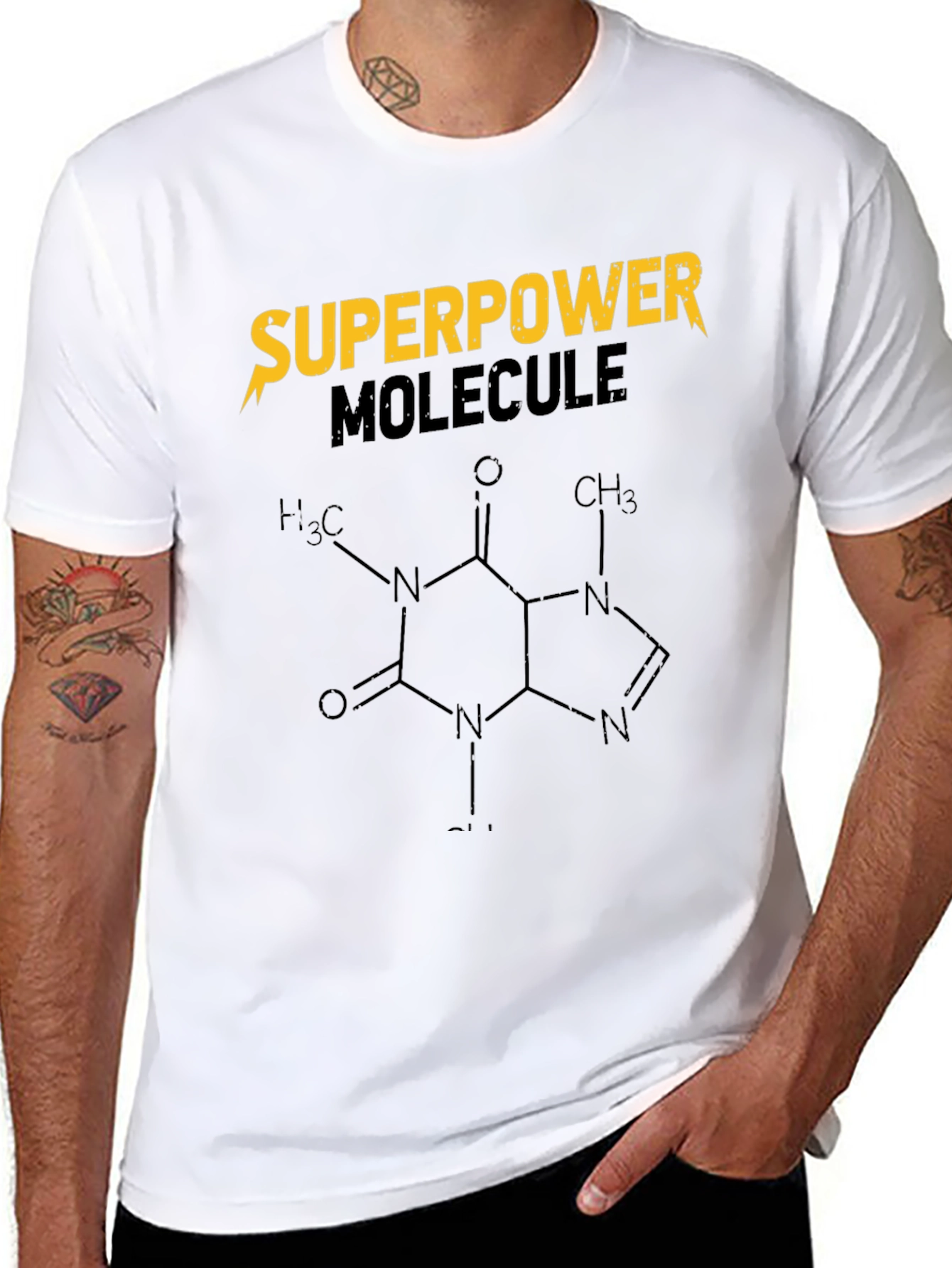Superpower Molecule Graphic Tee - Caffeine Design