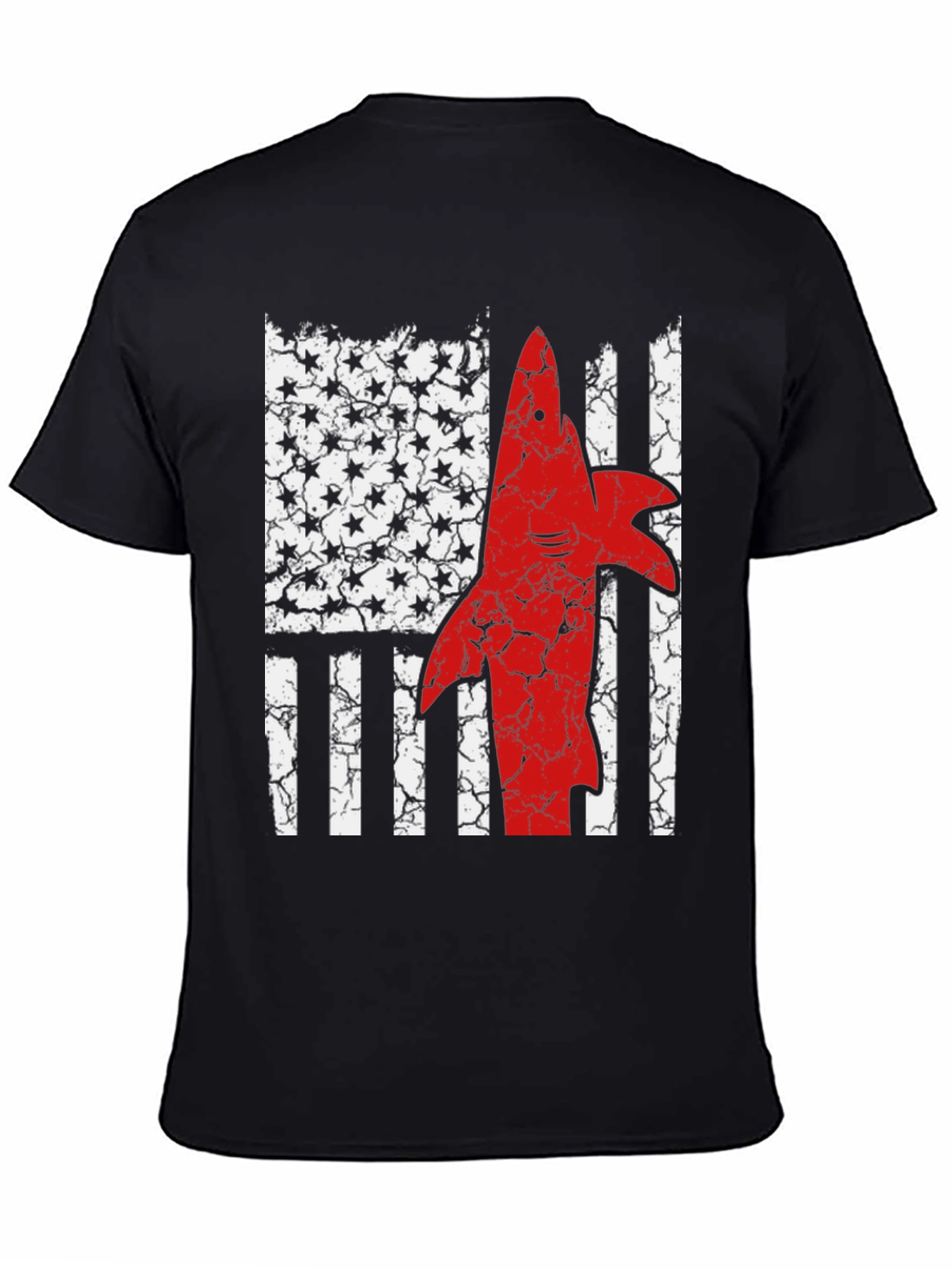 Shark USA Flag Graphic Mens T-Shirt