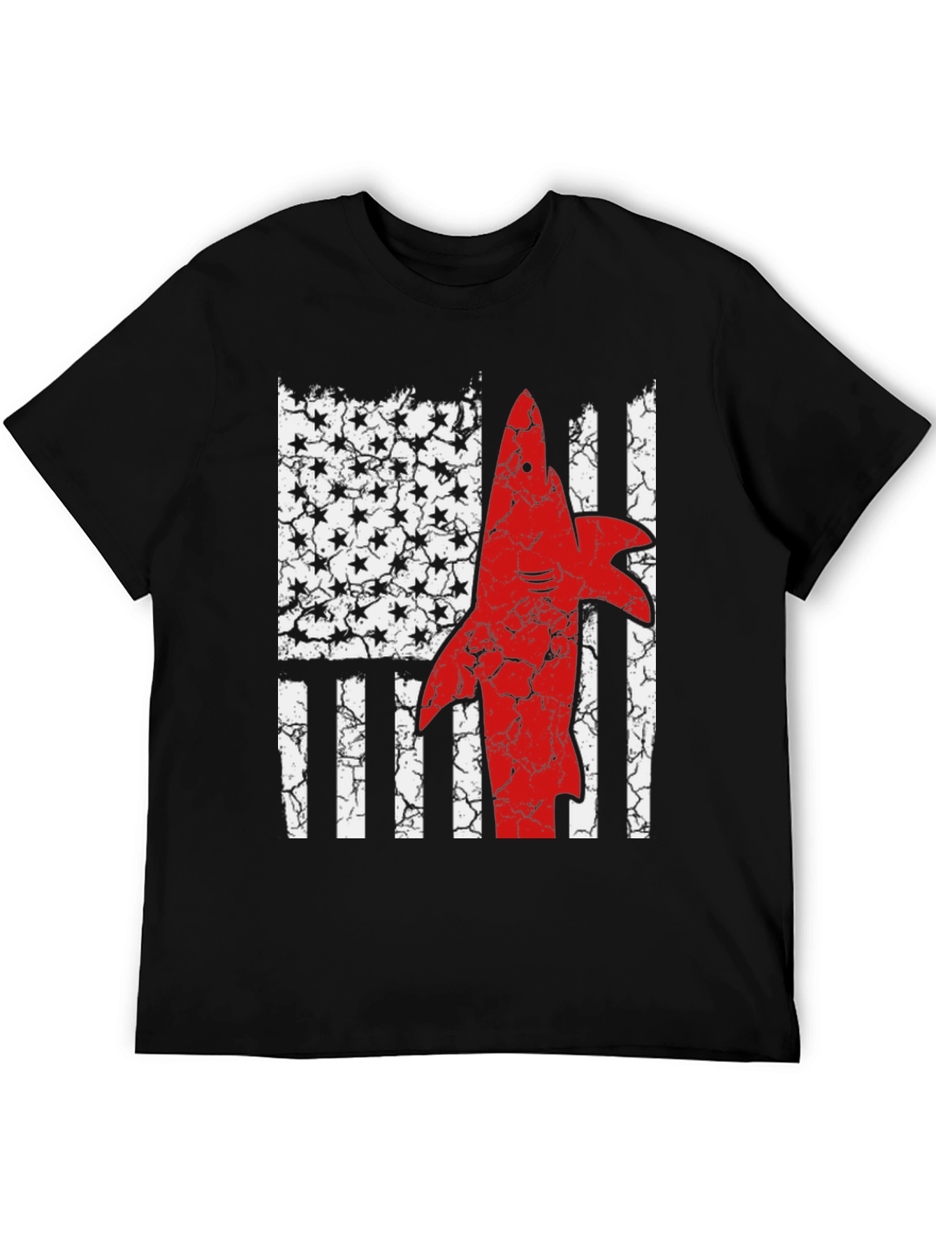 Shark USA Flag Graphic Mens T-Shirt