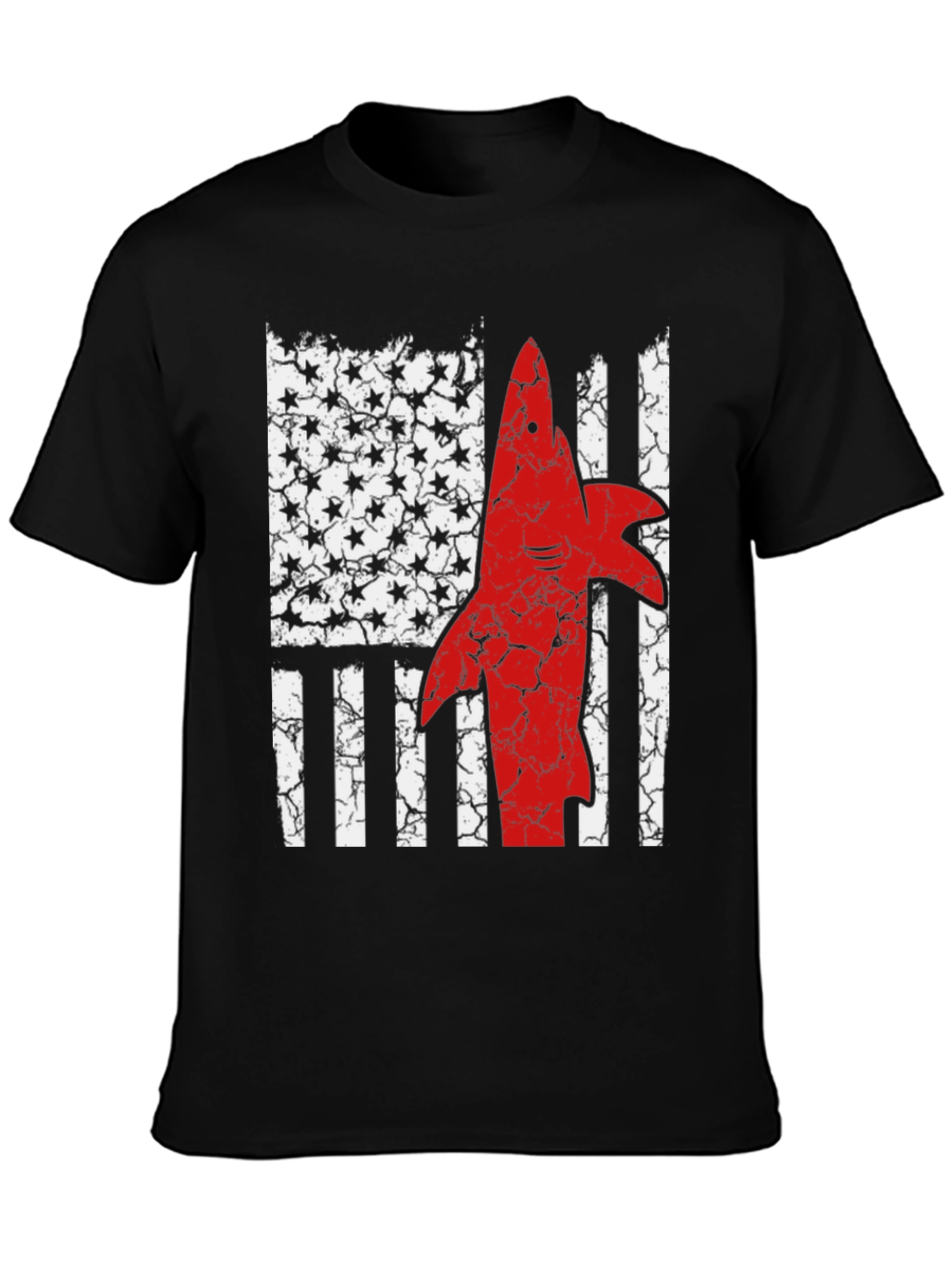 Shark USA Flag Graphic Mens T-Shirt