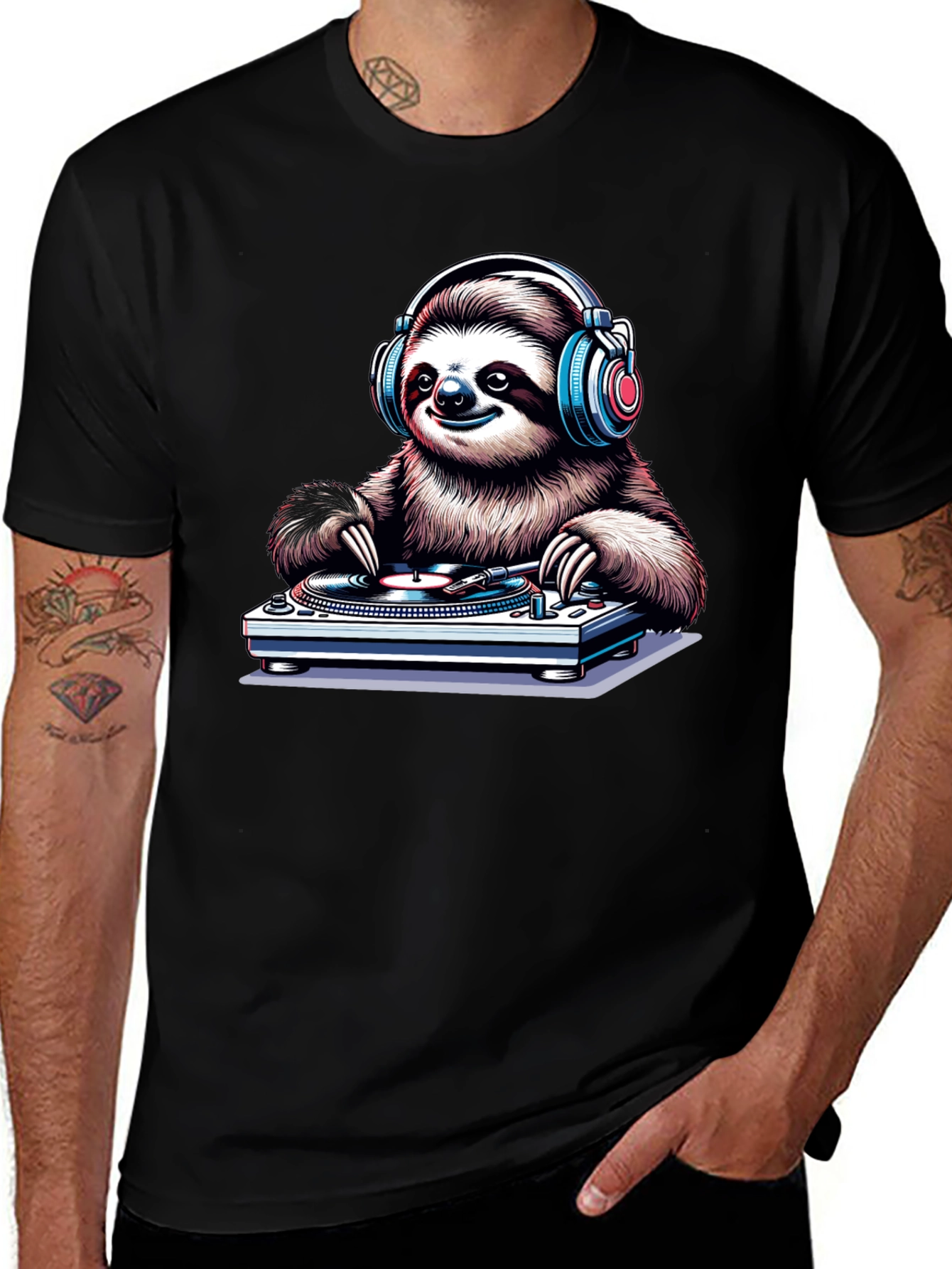 DJ Sloth Graphic T-Shirt - Cool Music Lover Tee
