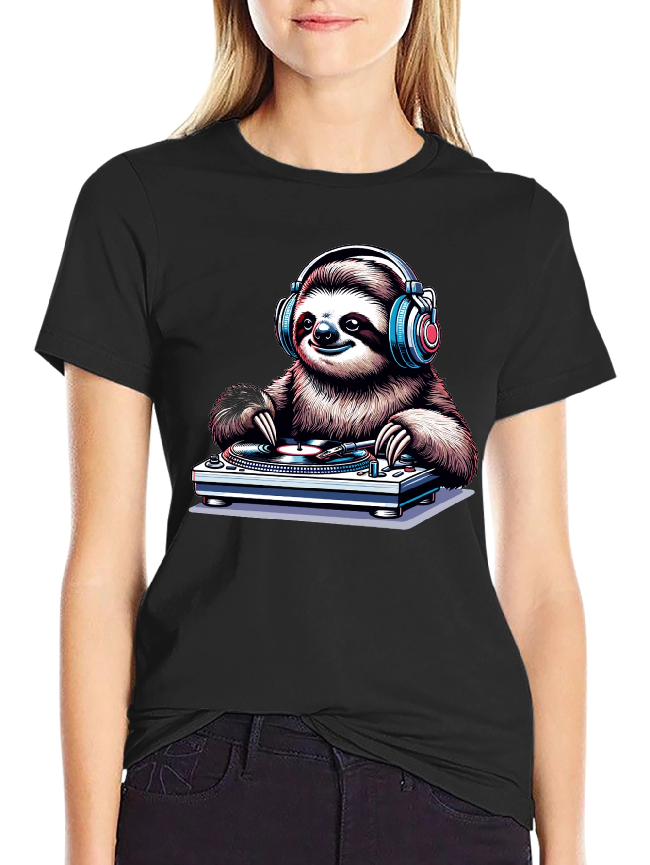 DJ Sloth Graphic T-Shirt - Cool Music Lover Tee