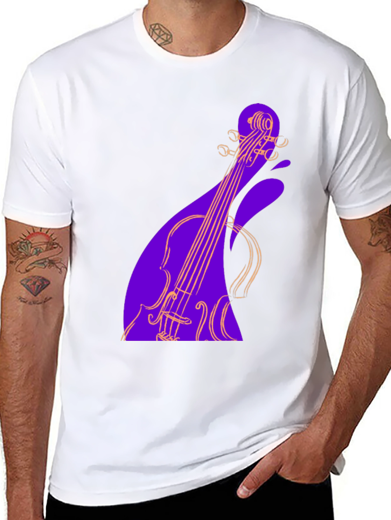 Abstract Violin Graphic Tee - Black