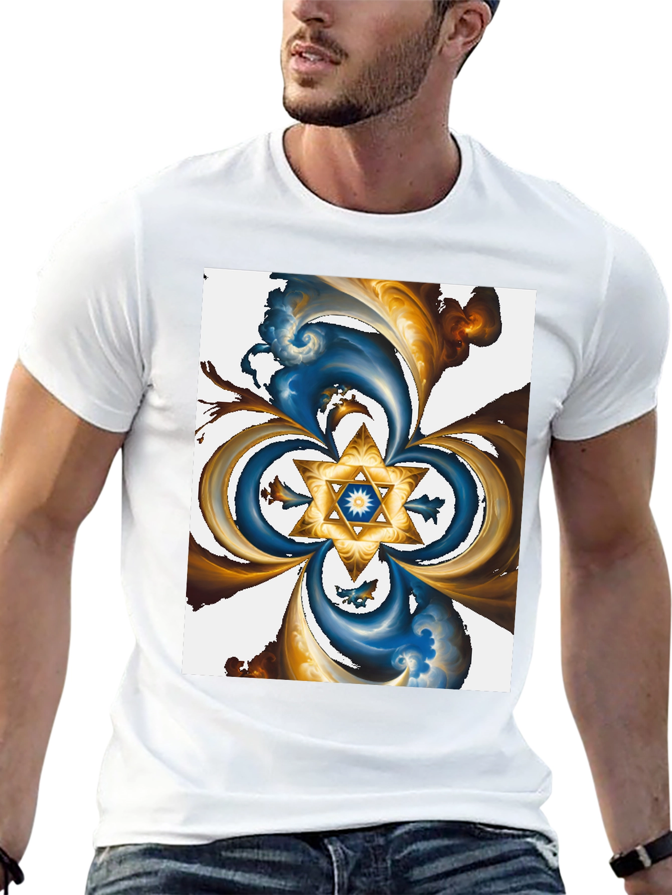 Abstract Star Graphic Tee - Black