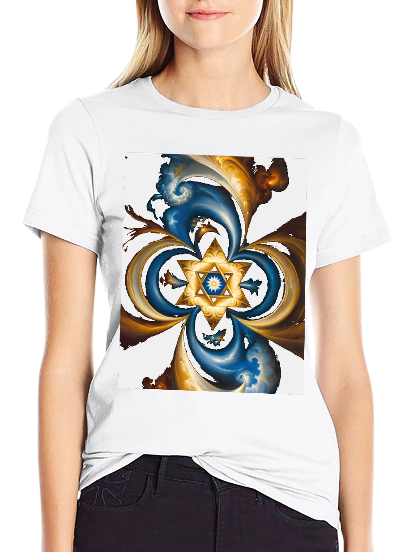 Abstract Star Graphic Tee - Black
