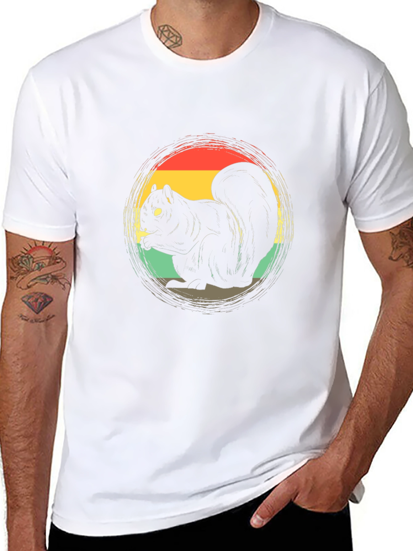 Retro Squirrel Graphic T-Shirt - Black