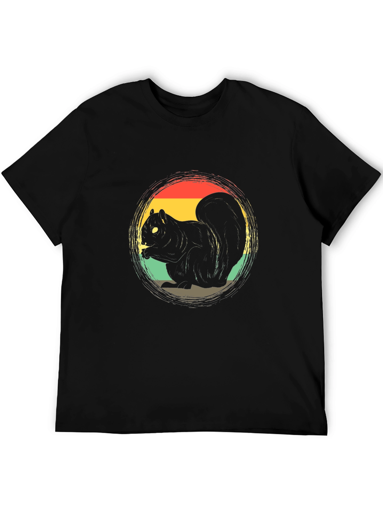Retro Squirrel Graphic T-Shirt - Black