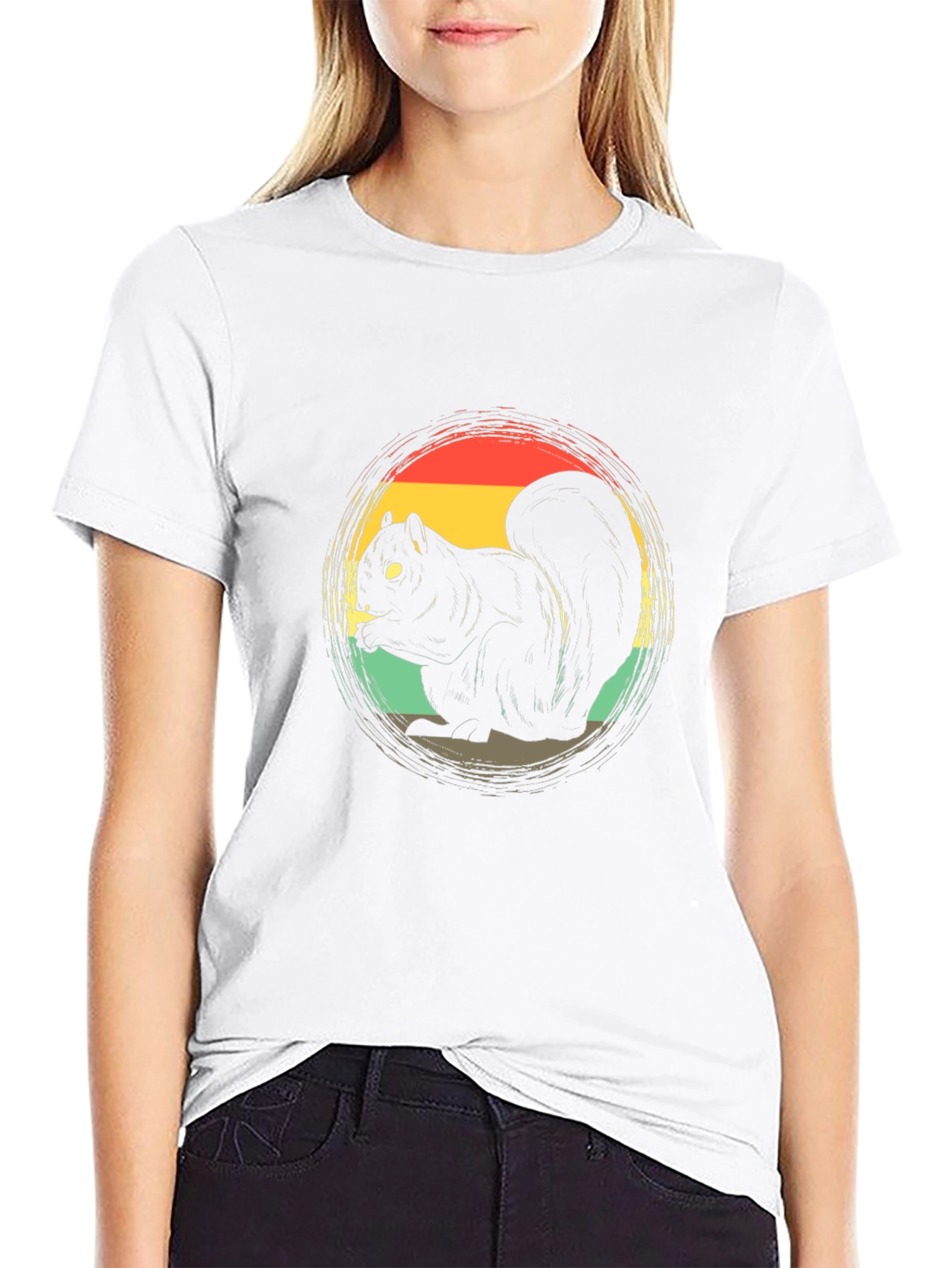 Retro Squirrel Graphic T-Shirt - Black