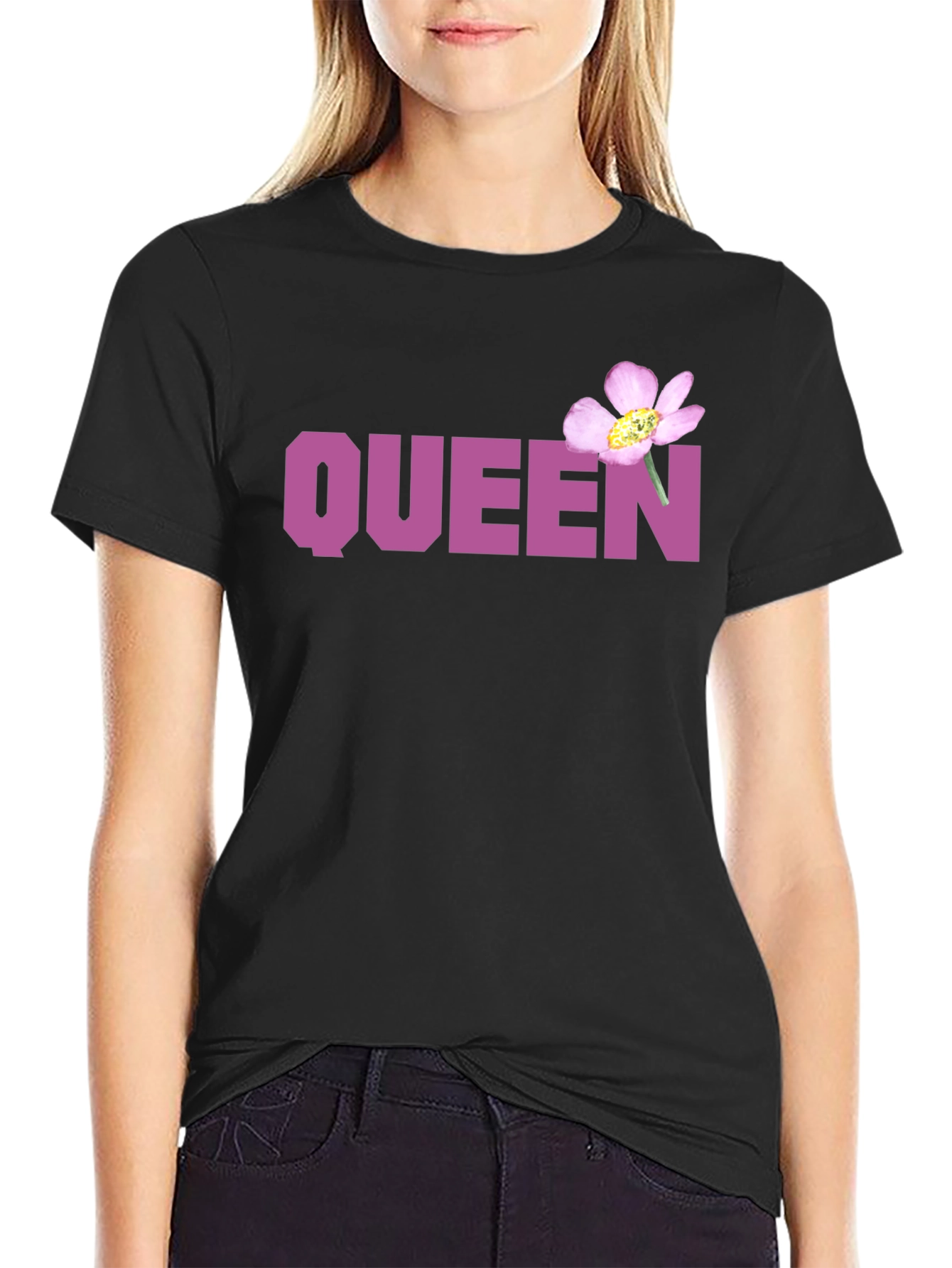 Queen Floral Graphic Black Tee