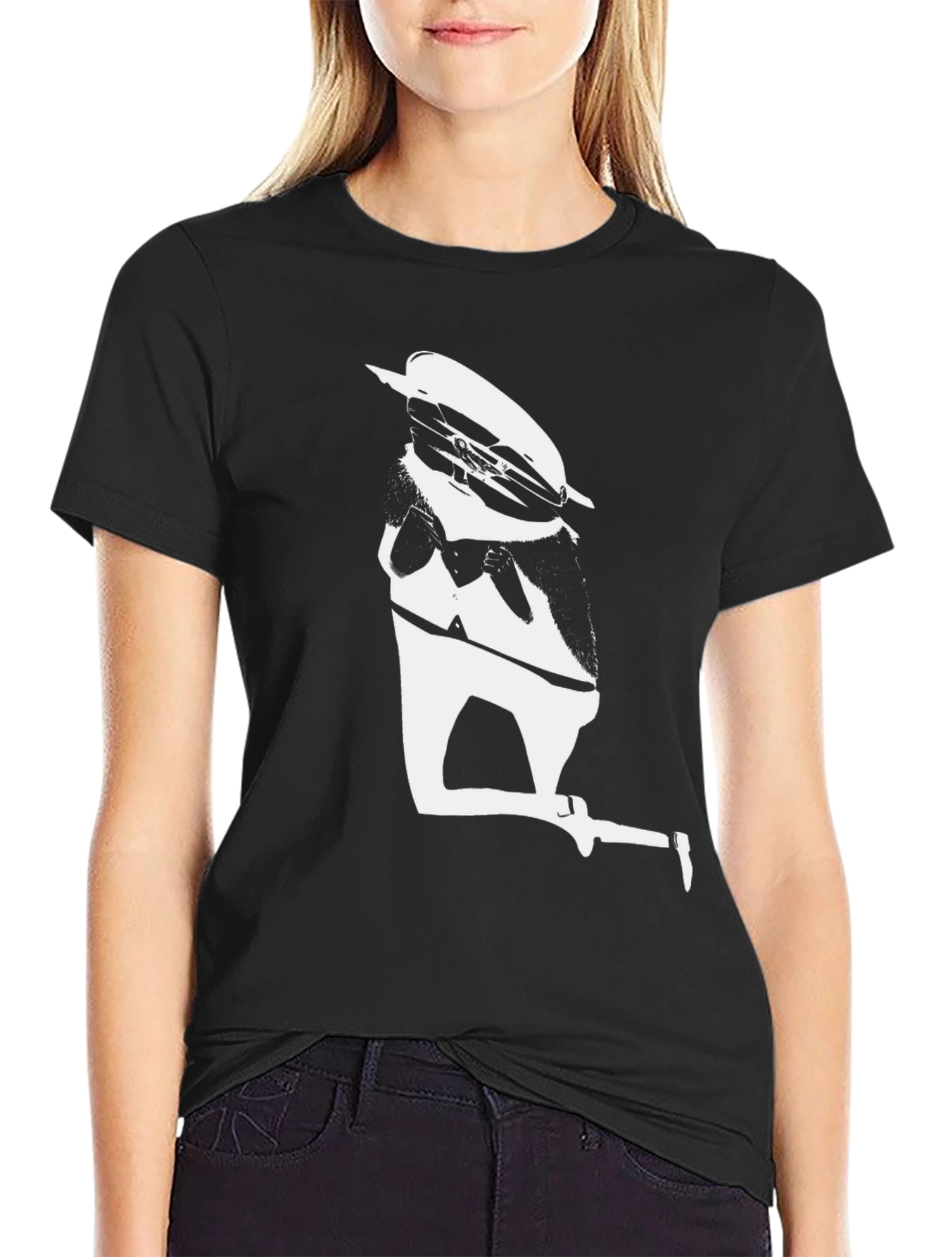 Graphic Black T-Shirt - White Silhouette Design